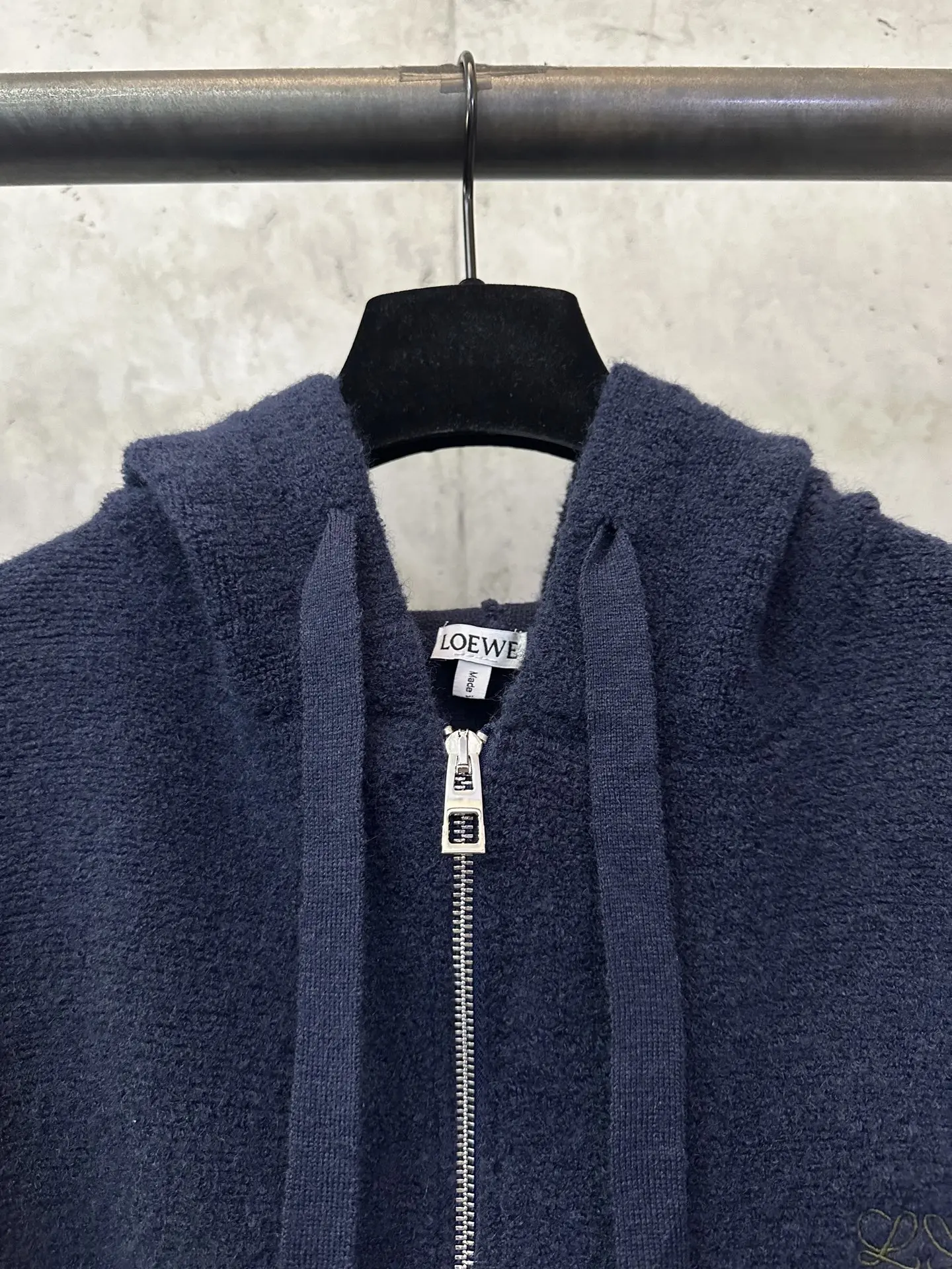 Anagram Embroidered Wool-Blend Zip-Up Hoodie D31024438 — view 7