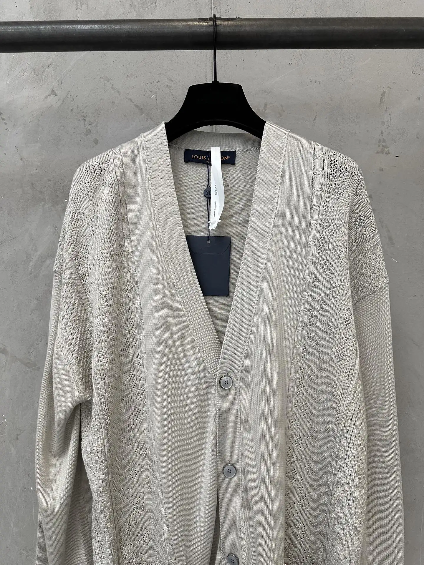 Logo Jacquard Silk-Blend Knit Cardigan D31018984 — view 3