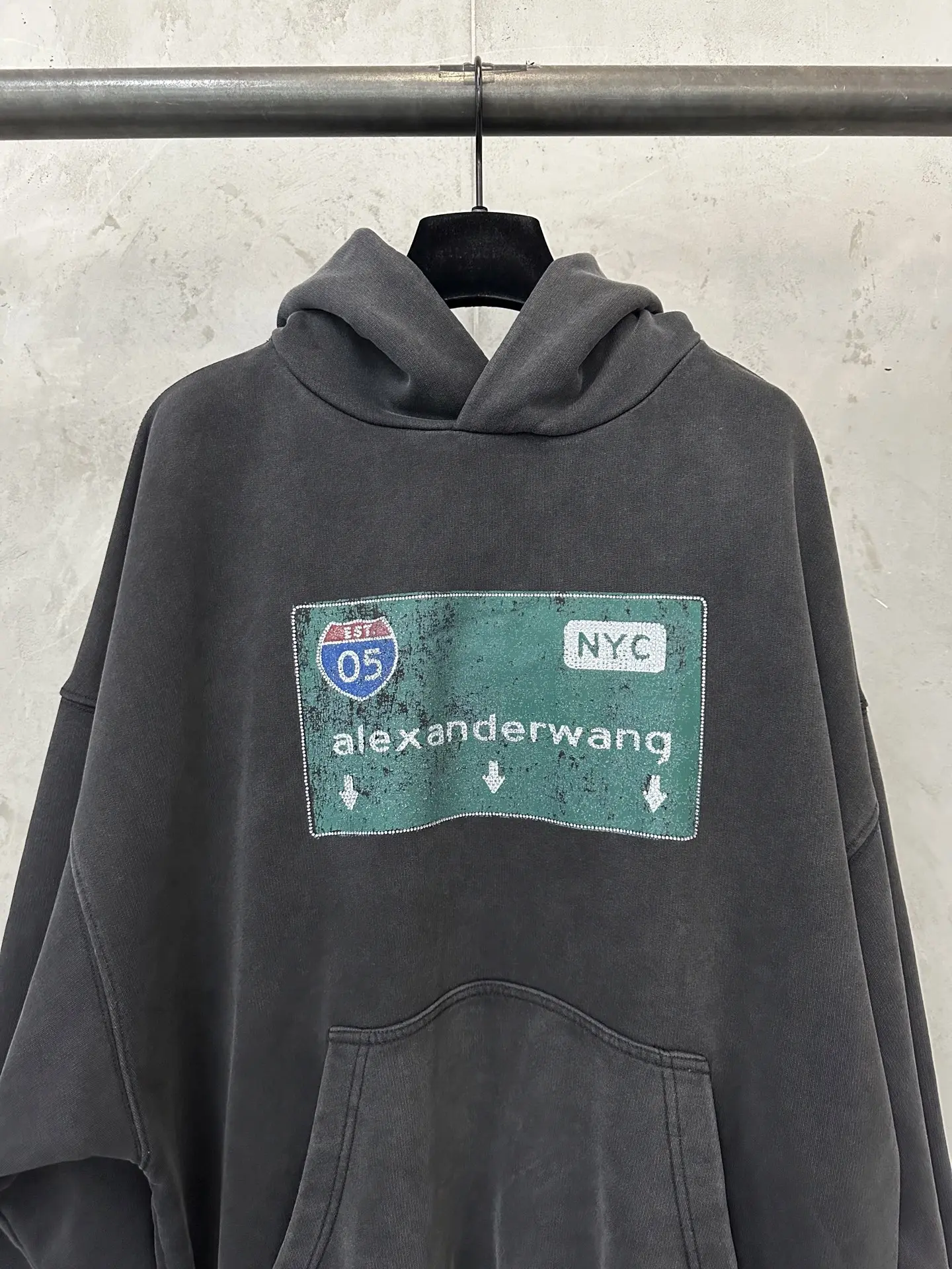 Alexander Wang Rhinestone Graphic Washed Hoodie D32020123 — view 3