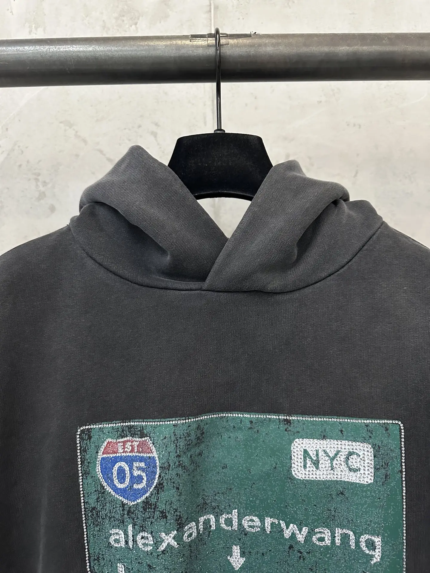 Alexander Wang Rhinestone Graphic Washed Hoodie D32020123 — view 5