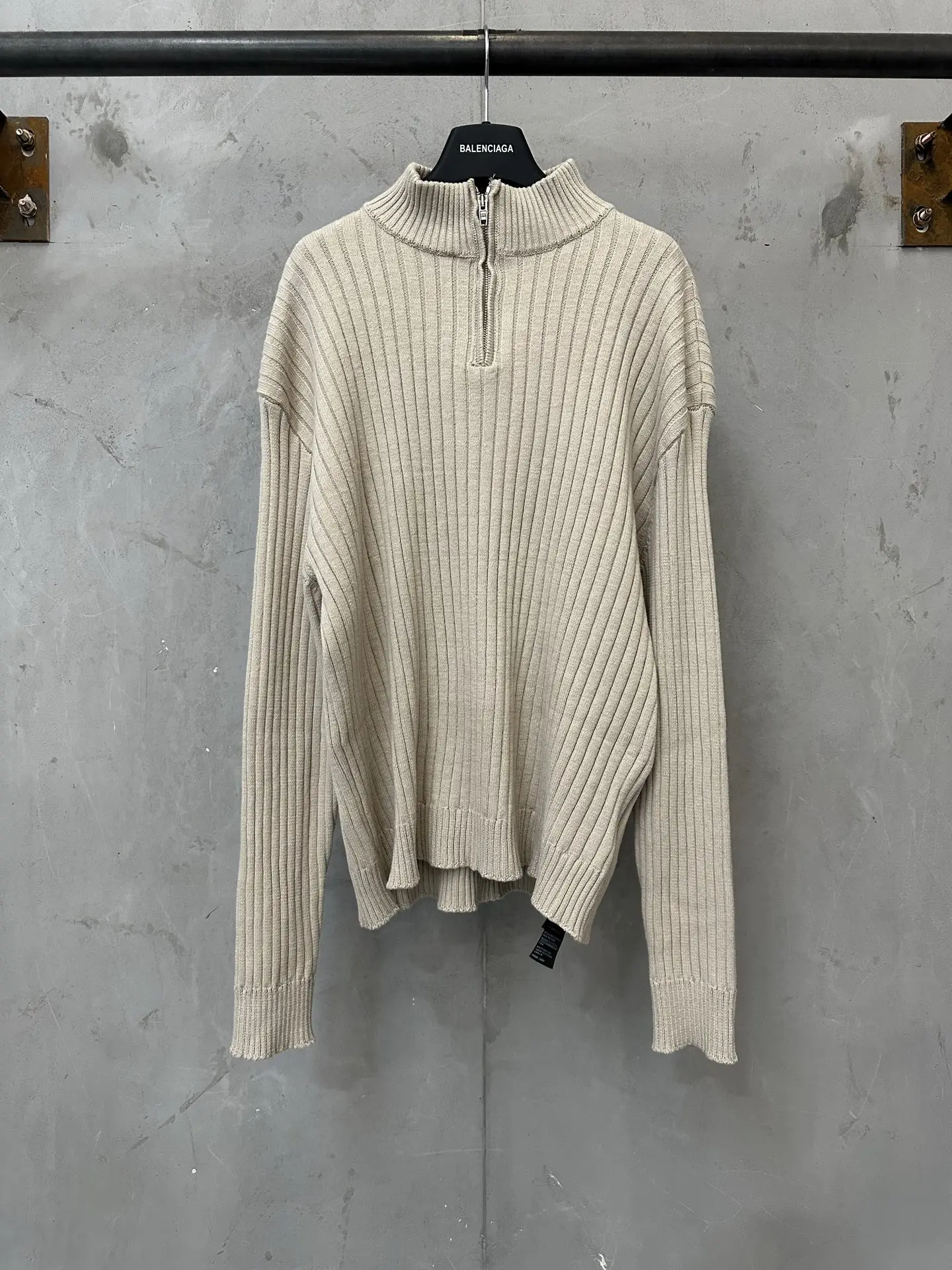 Half-Zip Ribbed Cotton Knit Sweater D32020141
