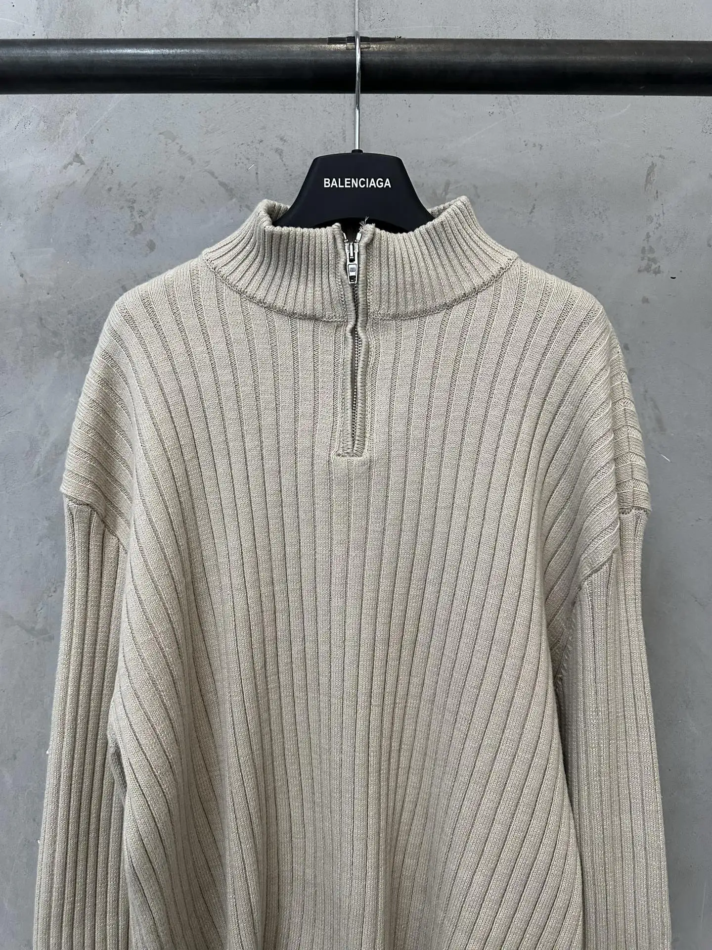 Half-Zip Ribbed Cotton Knit Sweater D32020141 — view 3