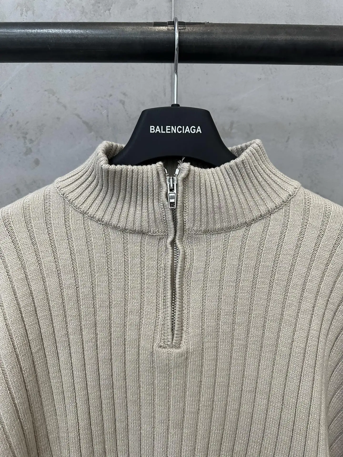 Half-Zip Ribbed Cotton Knit Sweater D32020141 — view 5