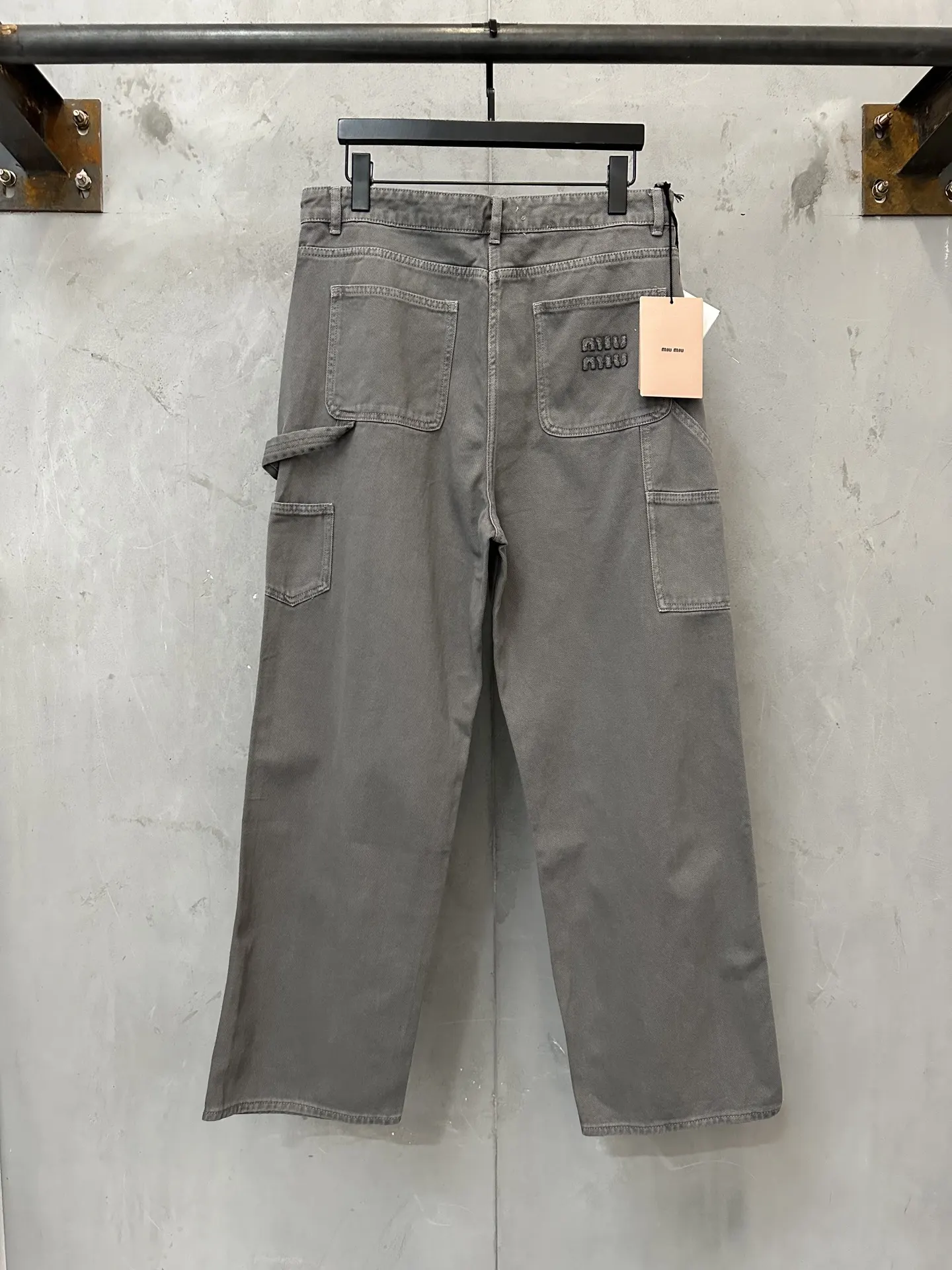 Embroidered Washed Denim Straight-Leg Trousers D32023523 — view 2