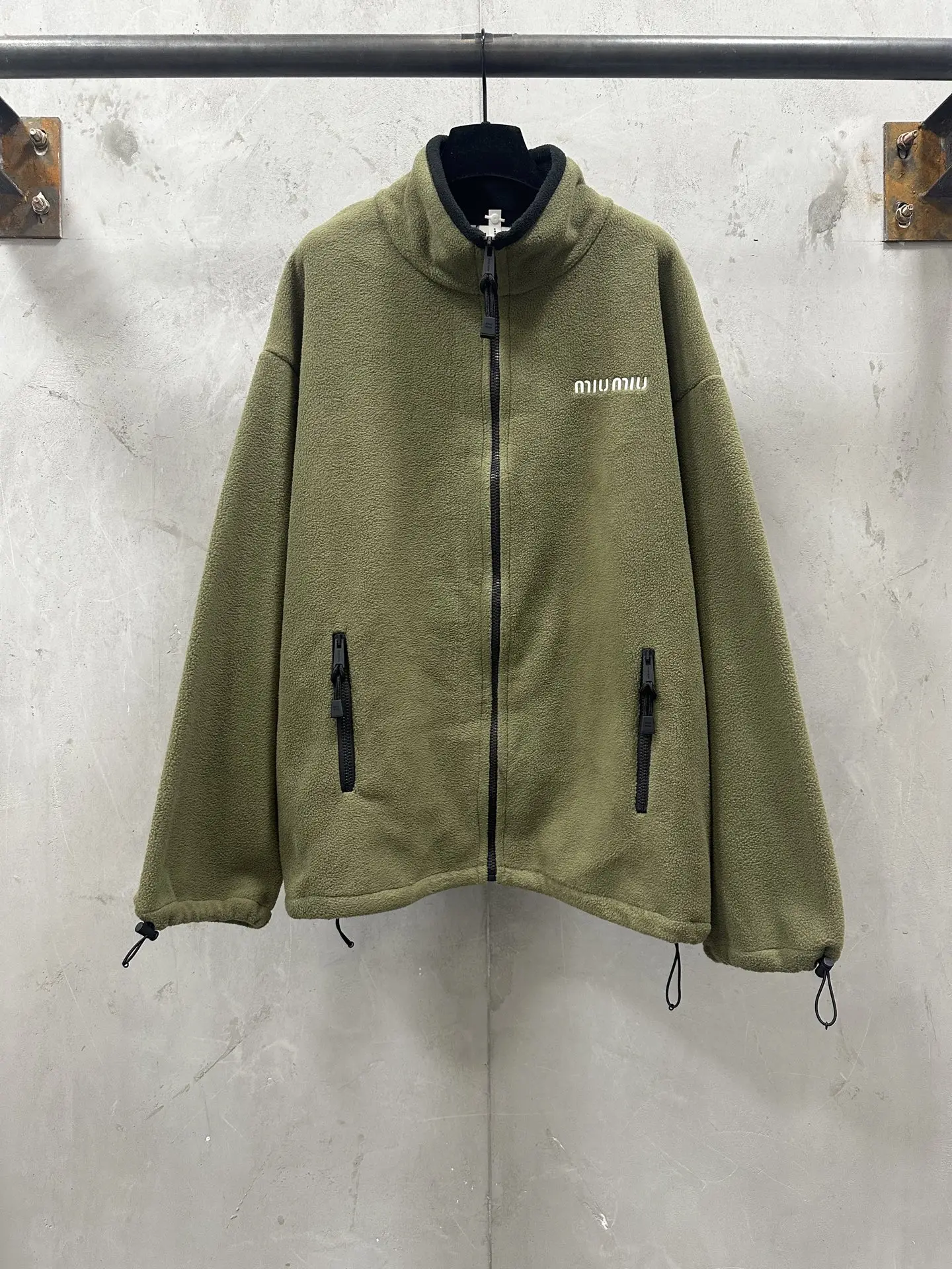 Embroidered Fleece Zip-Up Jacket D32023569