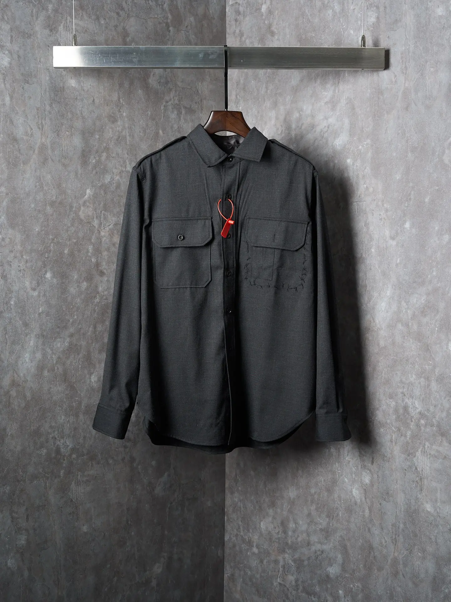 MM6 Wool-Blend Overshirt with Contrast Topstitching D32020419