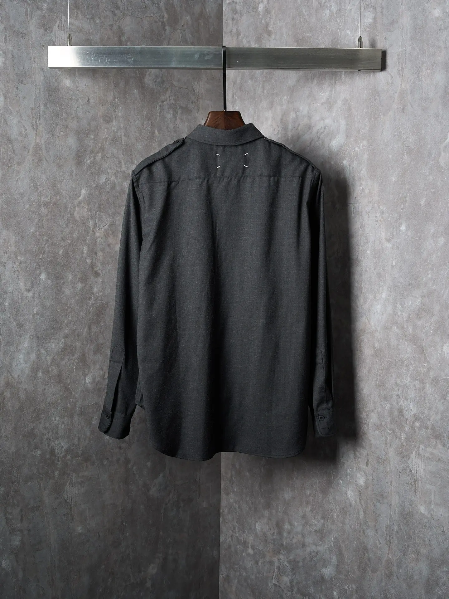 MM6 Wool-Blend Overshirt with Contrast Topstitching D32020419 — view 2