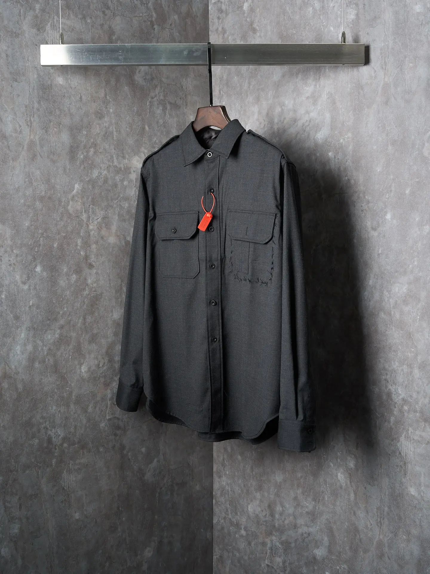 MM6 Wool-Blend Overshirt with Contrast Topstitching D32020419 — view 3