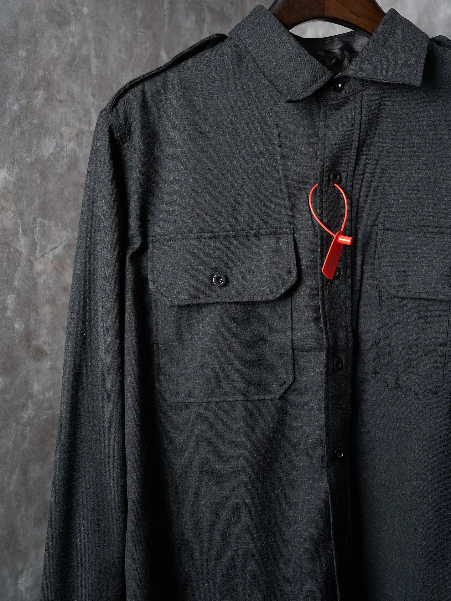 MM6 Wool-Blend Overshirt with Contrast Topstitching D32020419 — view 6