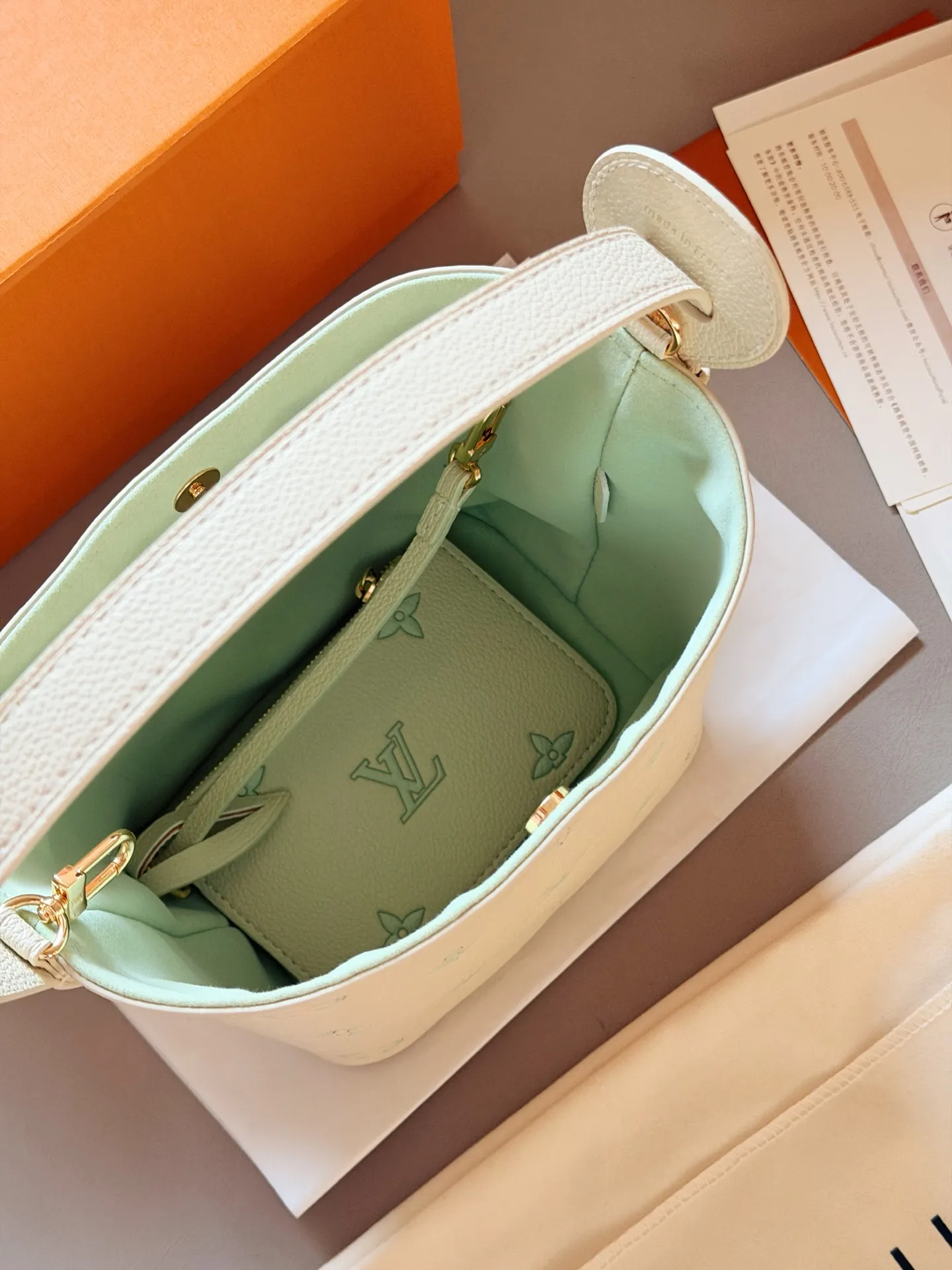 Monogram Embossed Leather Bucket Bag D32018074 — view 7