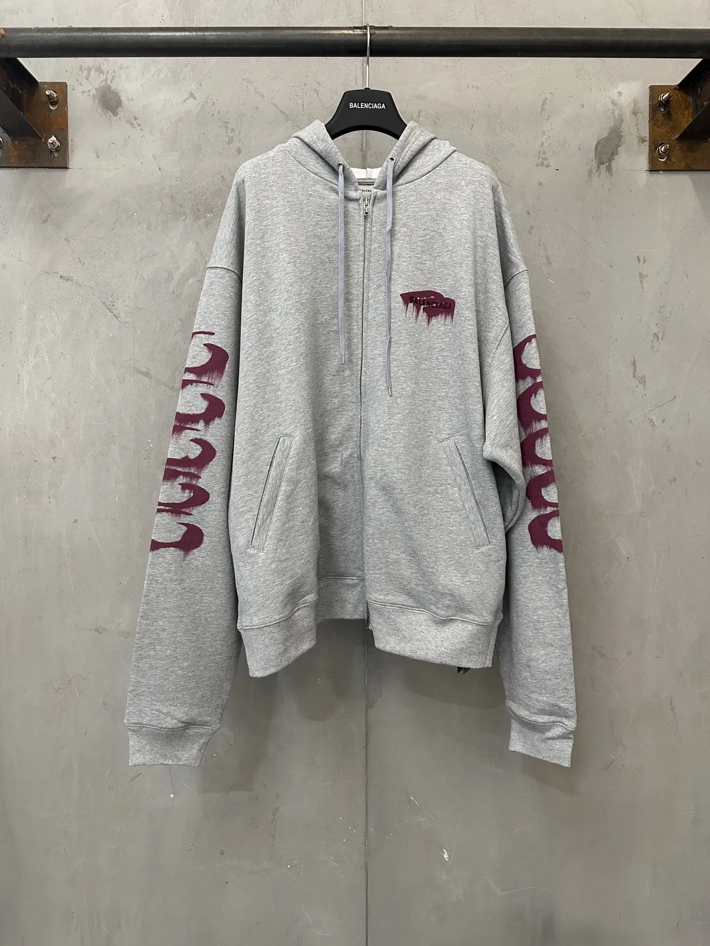 Wet Brush Print Zip-Up Hoodie D33021790