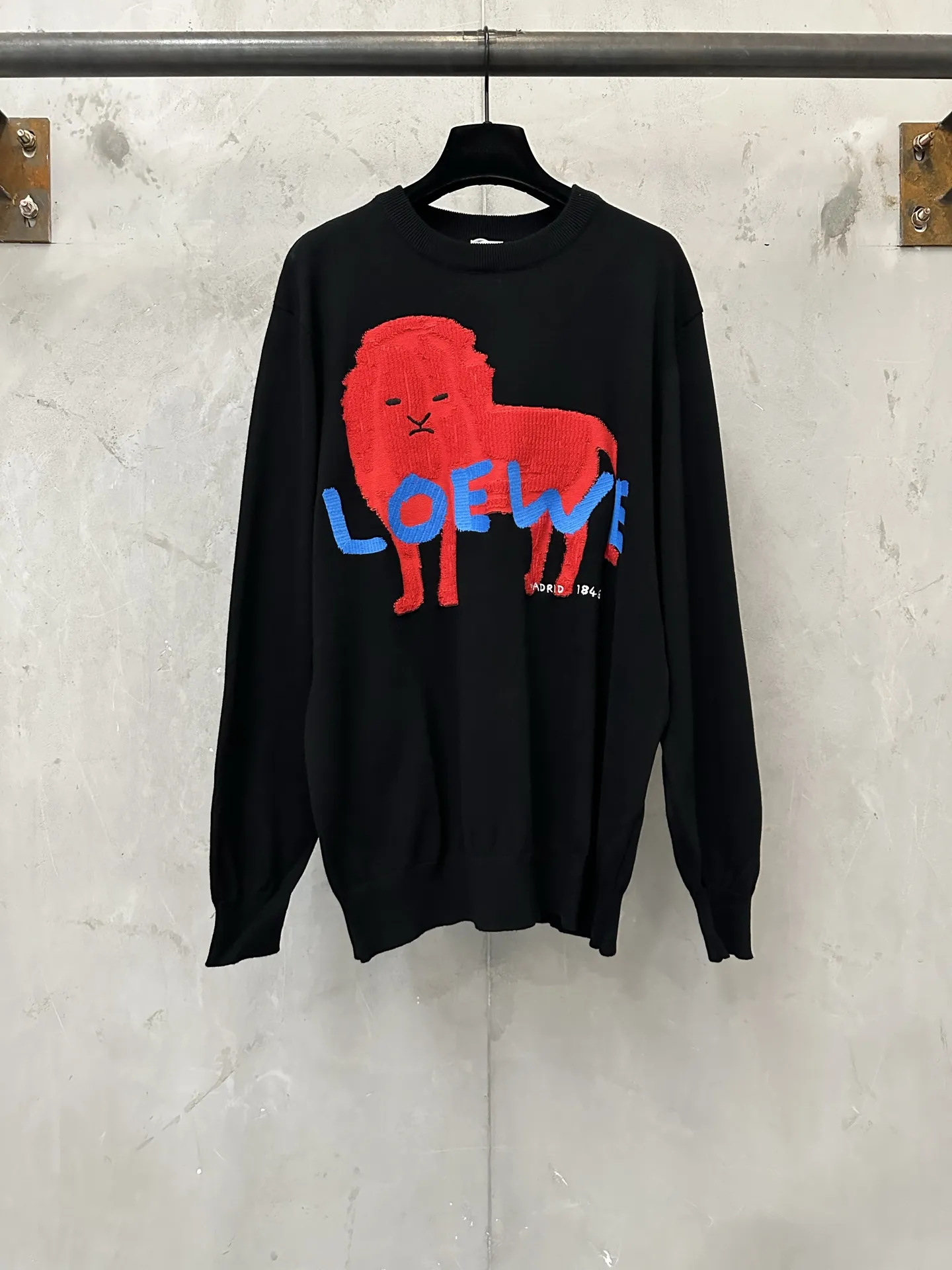 Embroidered Lion Intarsia Cotton-Silk Sweater D33021838