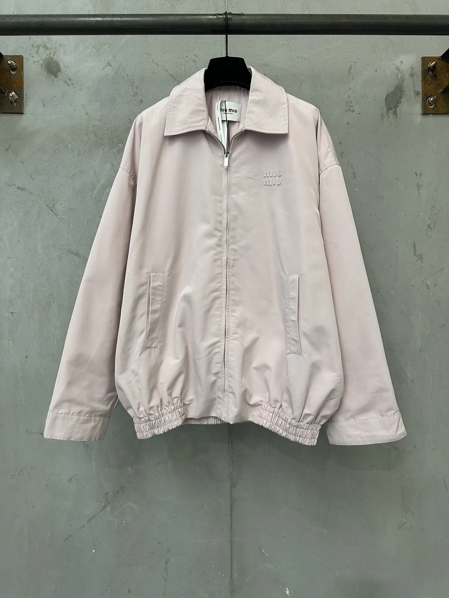Embroidered Logo Zip-Up Harrington Jacket D33024377