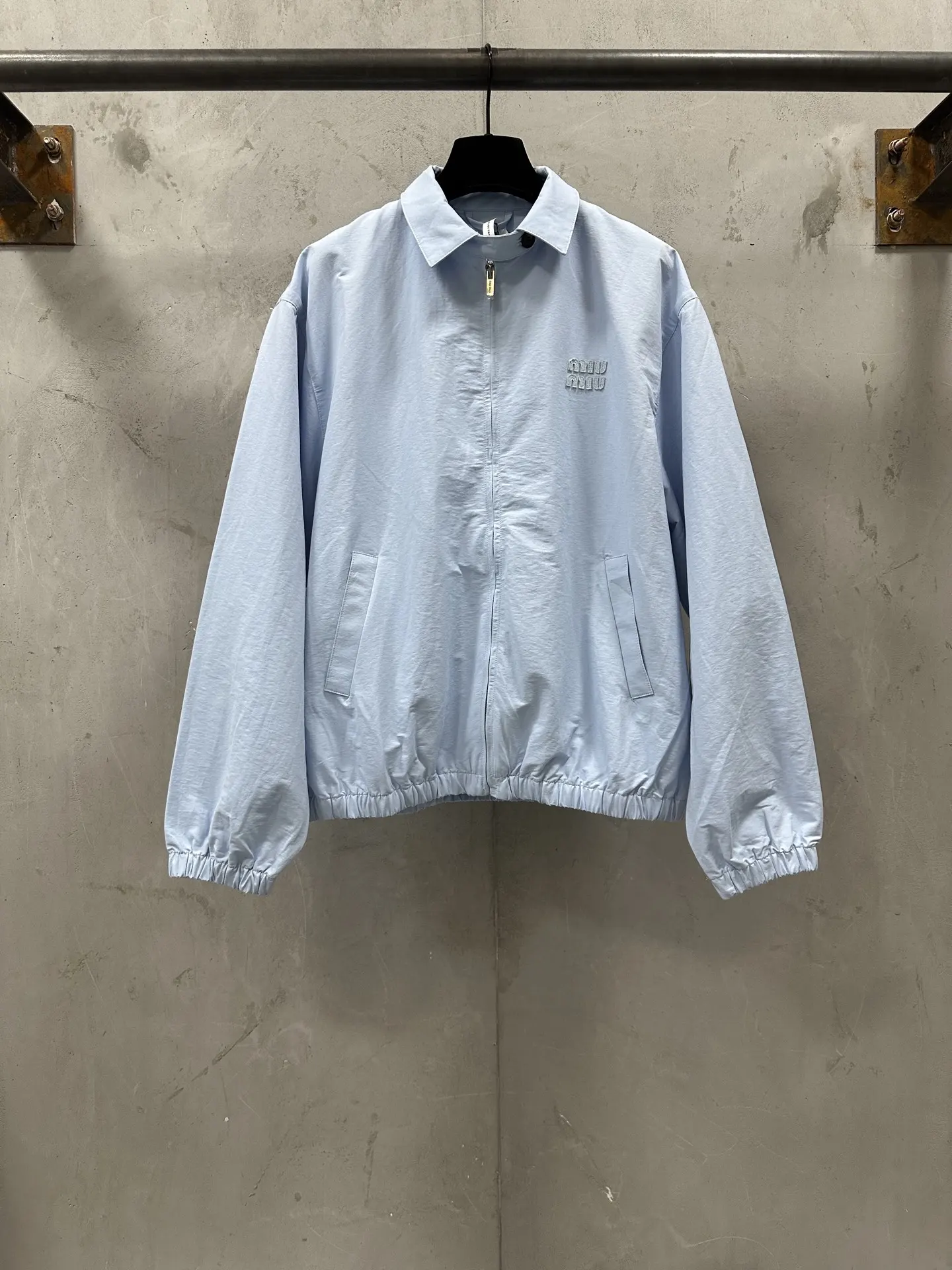 Embroidered Logo Zip-Up Harrington Jacket D33023521