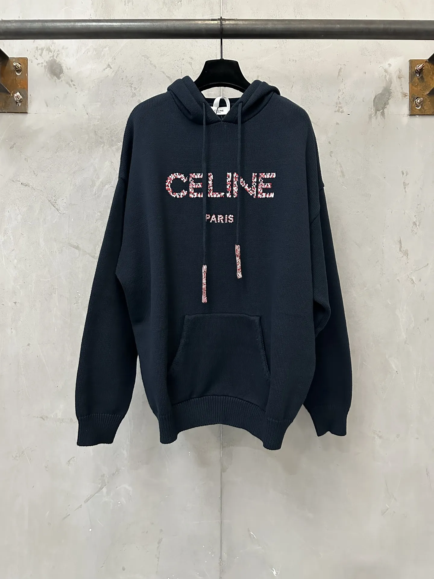 Logo-Embroidered Wool-Blend Knit Hoodie D33523574