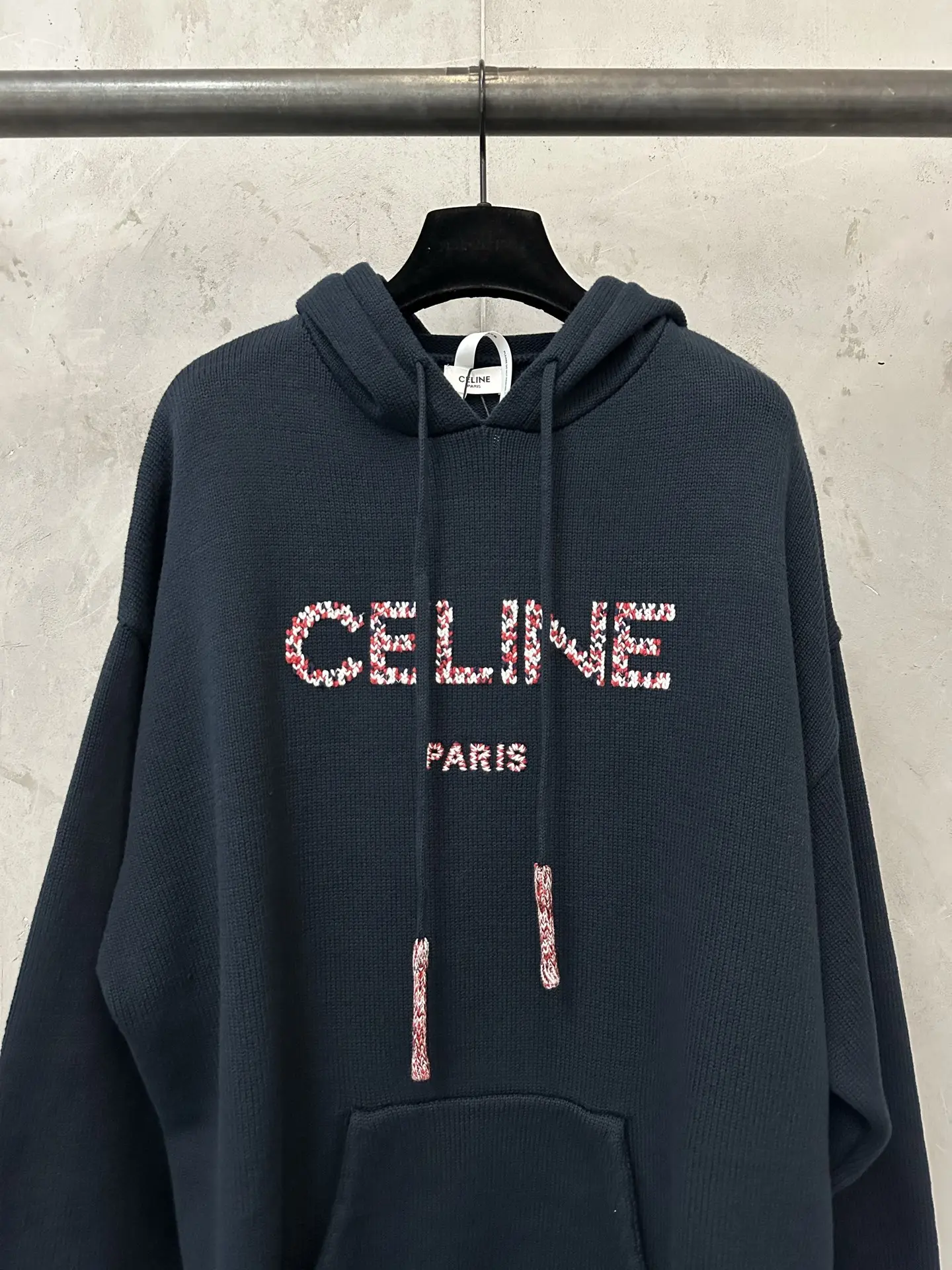 Logo-Embroidered Wool-Blend Knit Hoodie D33523574 — view 3