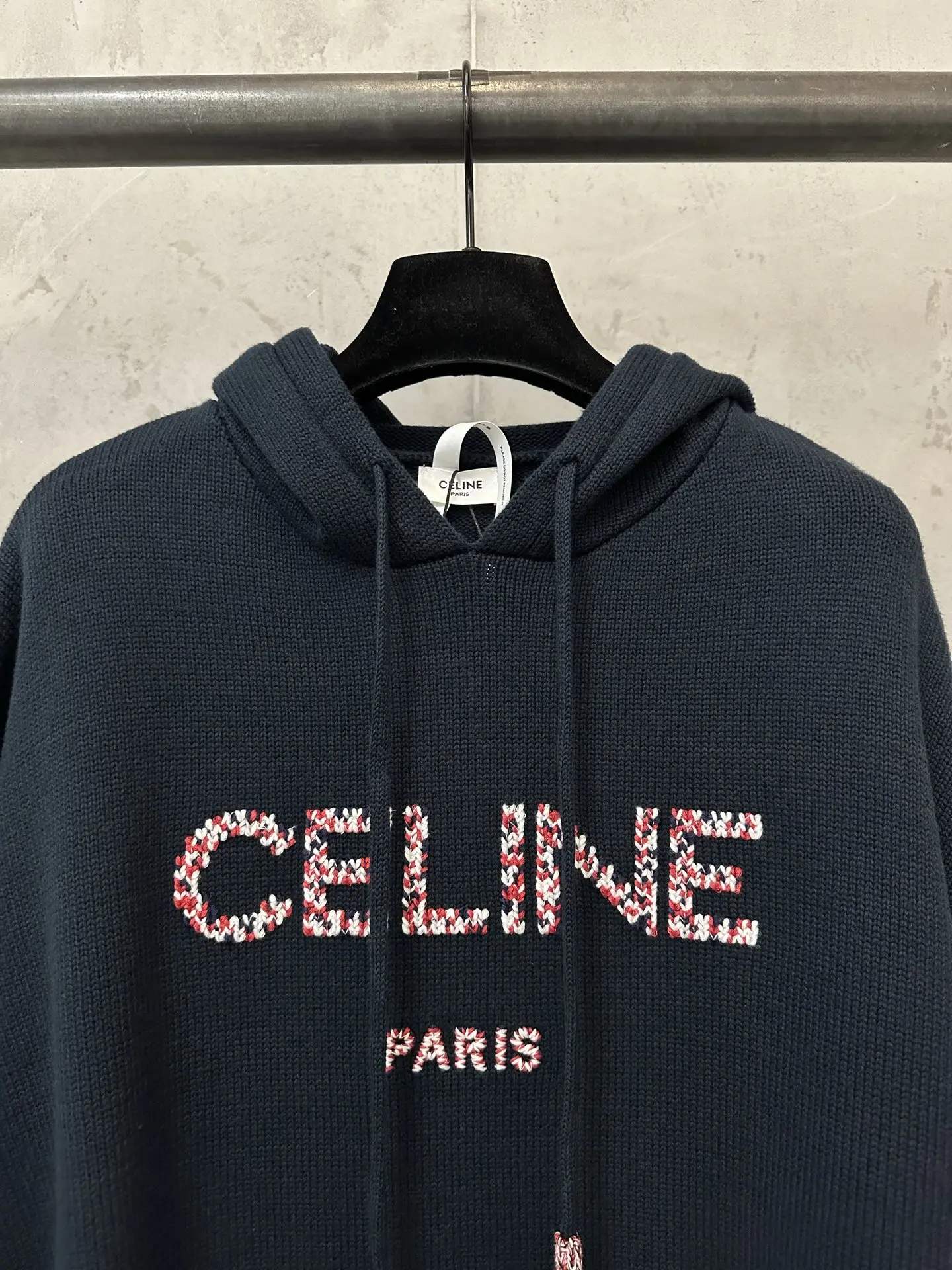 Logo-Embroidered Wool-Blend Knit Hoodie D33523574 — view 5