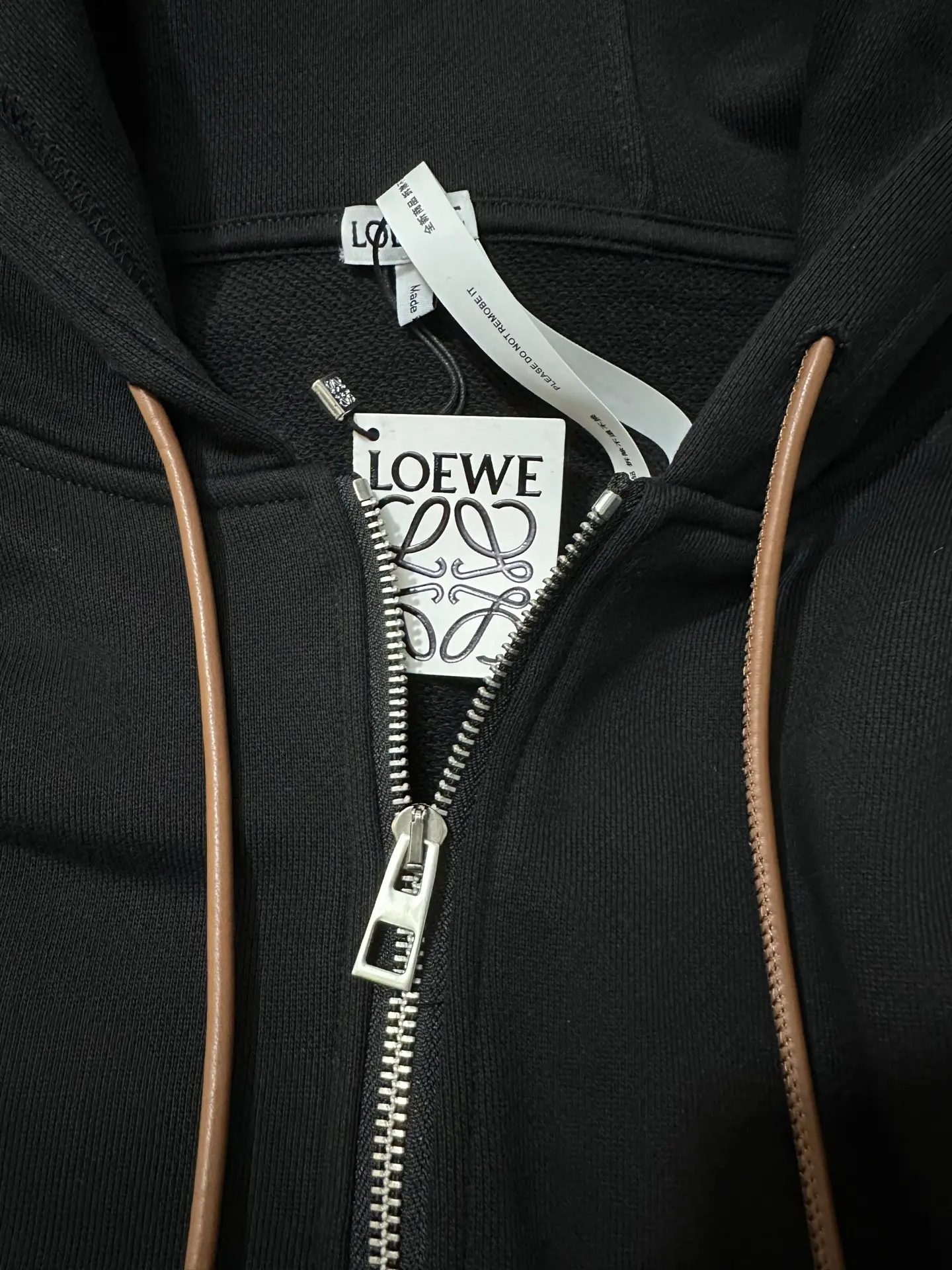 Anagram Embroidered Zip-Up Hoodie with Leather Drawstrings D33523577 — view 6