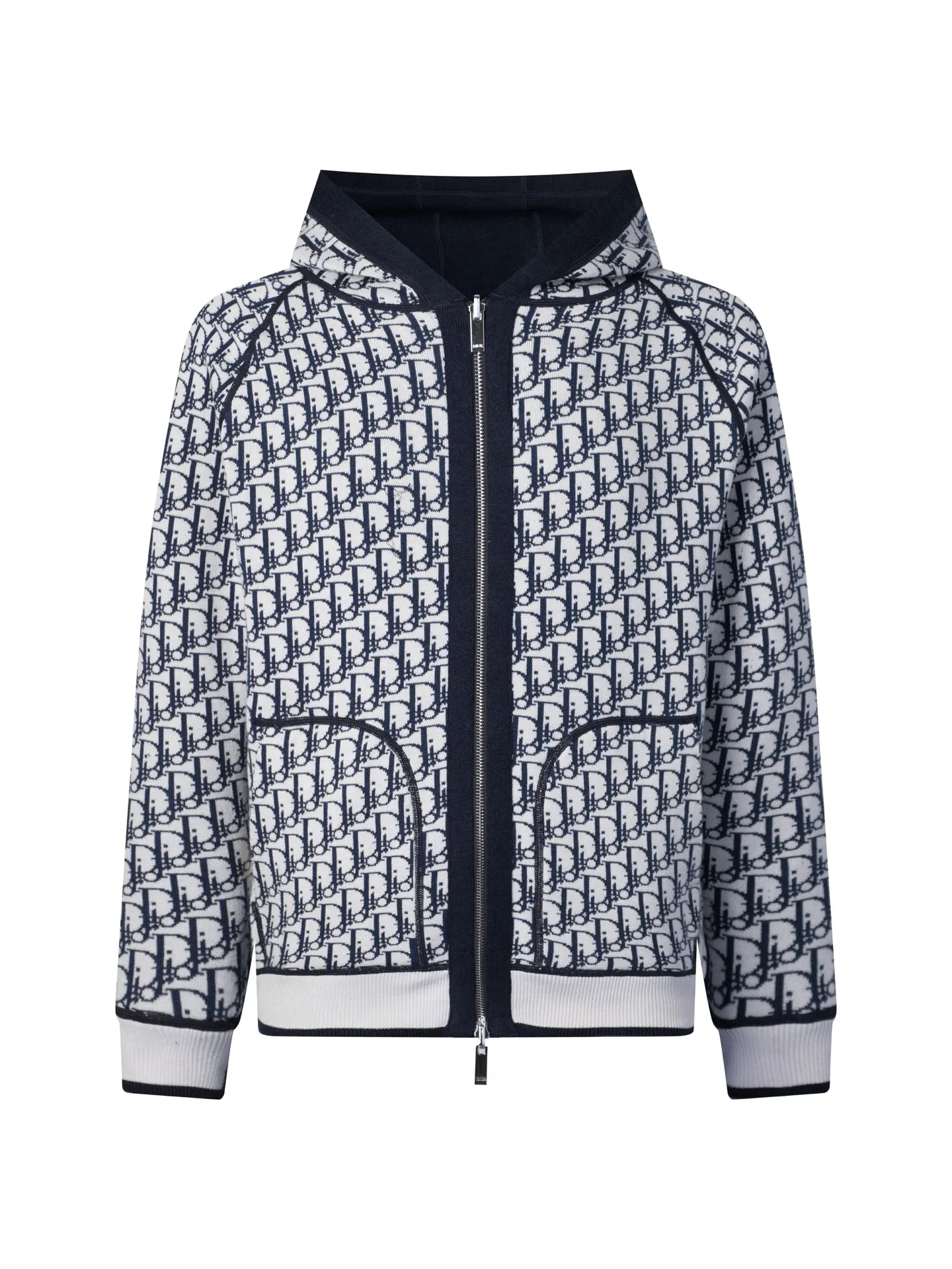 Reversible Oblique Cashmere-Blend Zip-Up Hoodie D34016464 — view 3