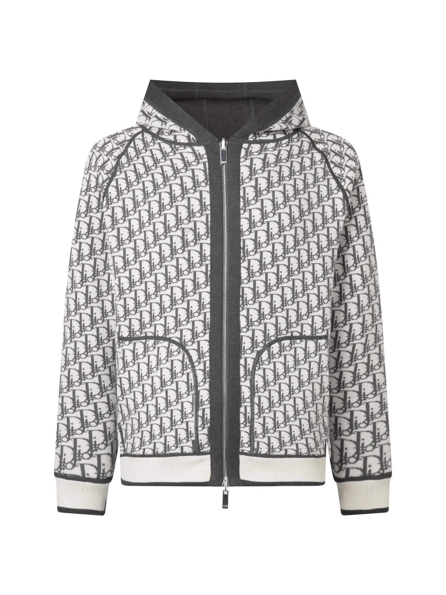Reversible Oblique Cashmere-Blend Zip Hoodie D34016466 — view 3