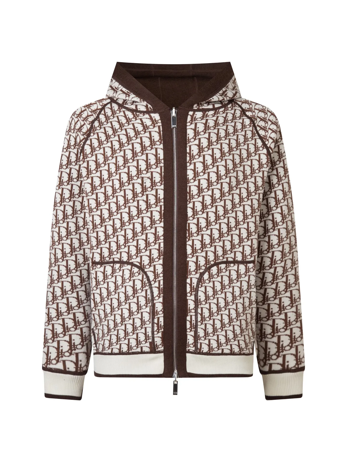 Reversible Oblique Cashmere-Blend Zip-Up Hoodie D34016469 — view 4
