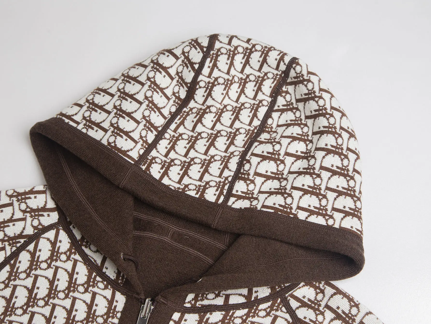Reversible Oblique Cashmere-Blend Zip-Up Hoodie D34016469 — view 6