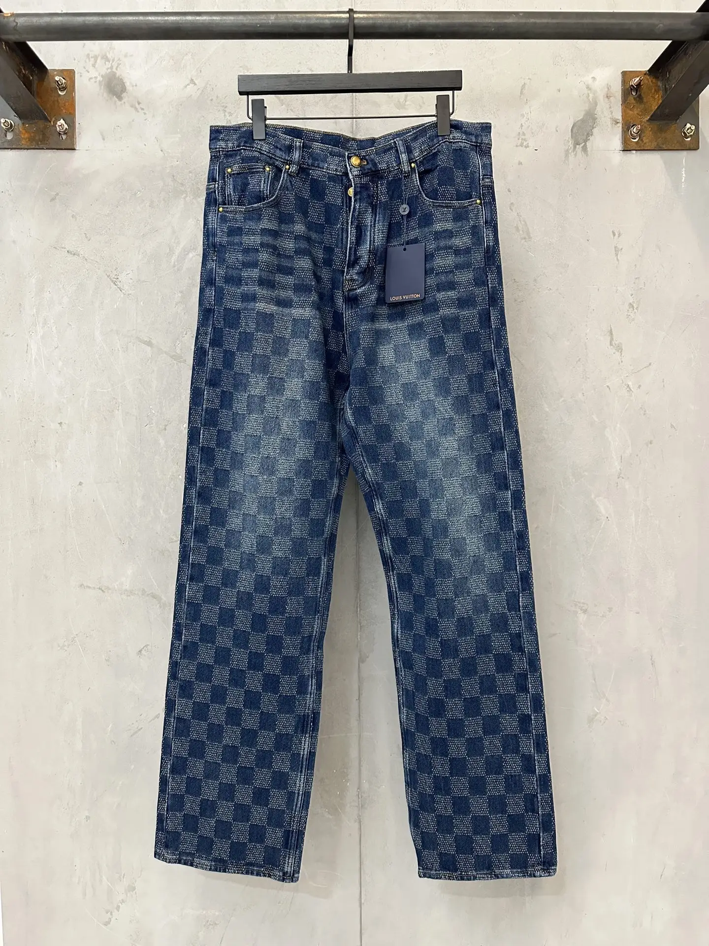 Damier Pattern Straight-Leg Skate Jeans D34011892