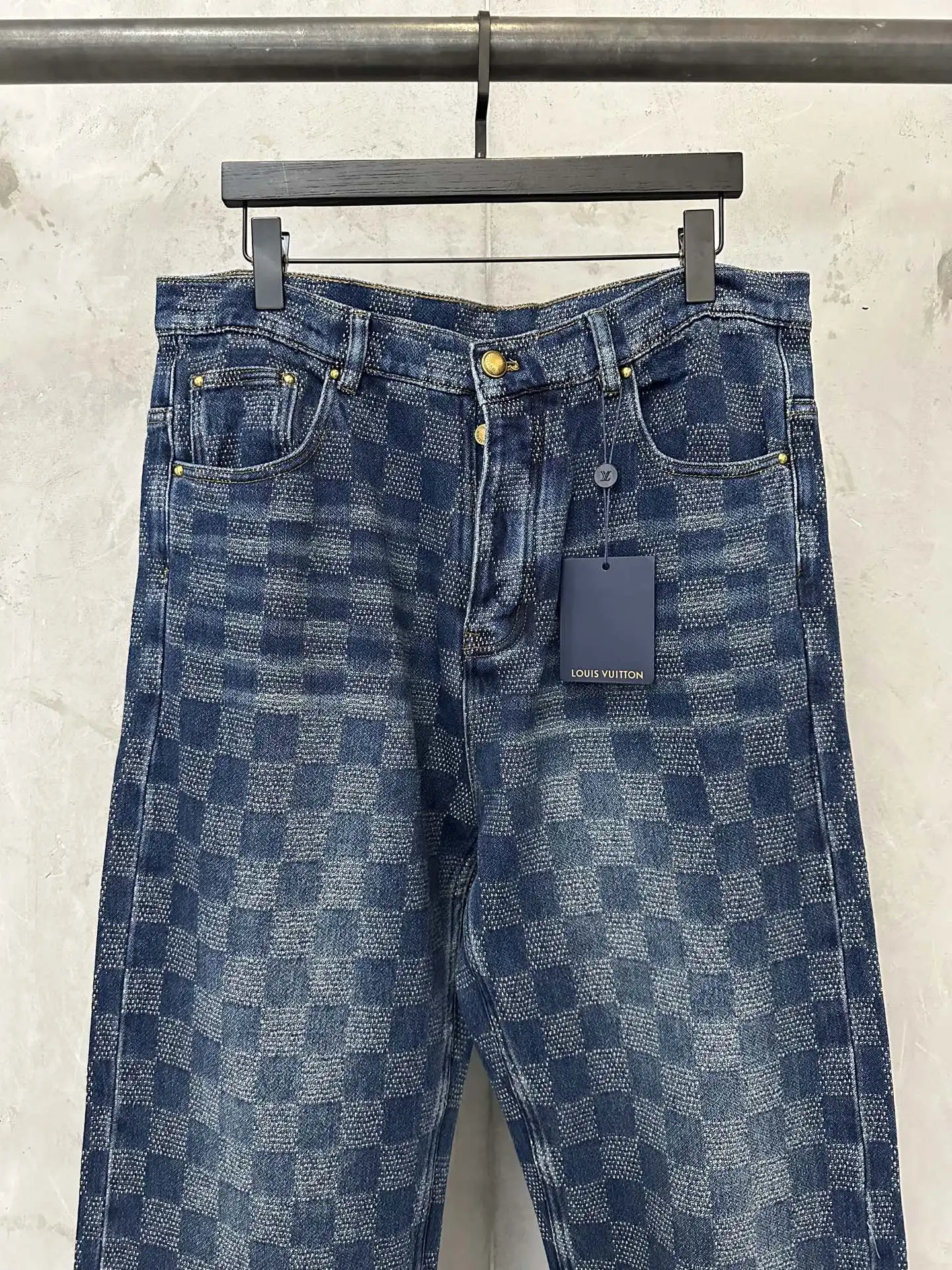 Damier Pattern Straight-Leg Skate Jeans D34011892 — view 3