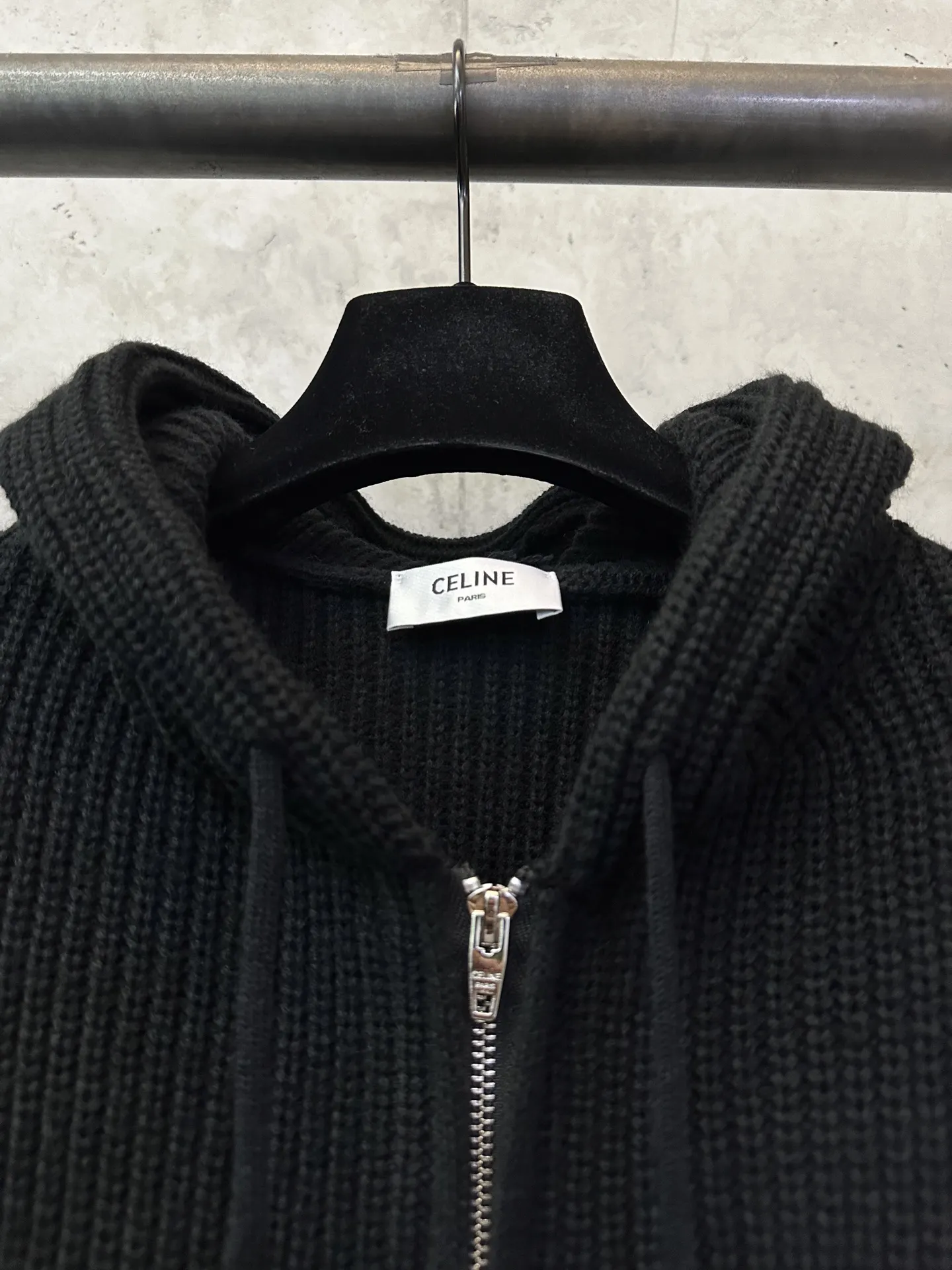 Triomphe Logo Ribbed Knit Zip-Up Hoodie D35023531 — view 7