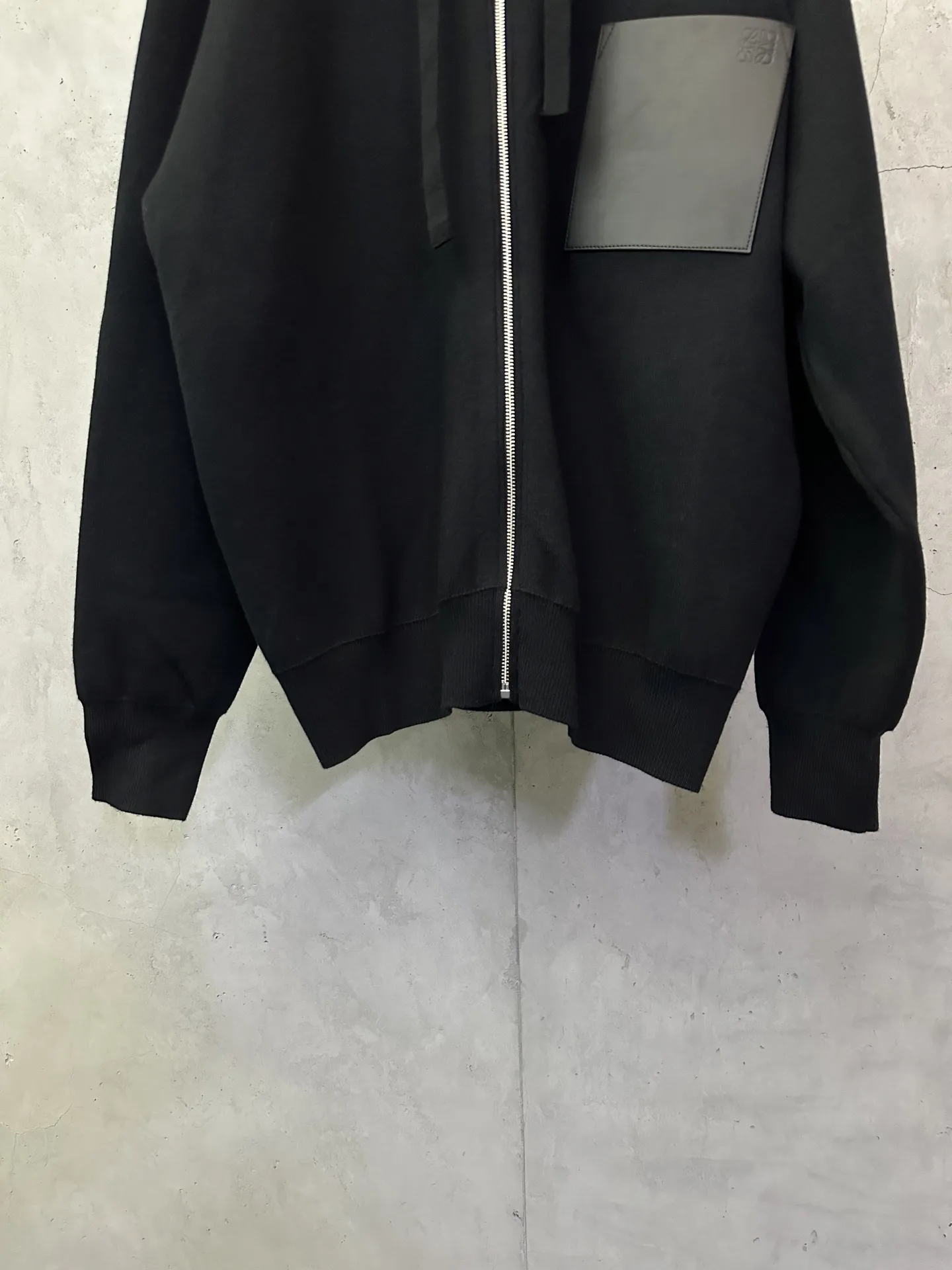 Leather Patch Merino Wool Zip-Up Hoodie D35024437 — view 3