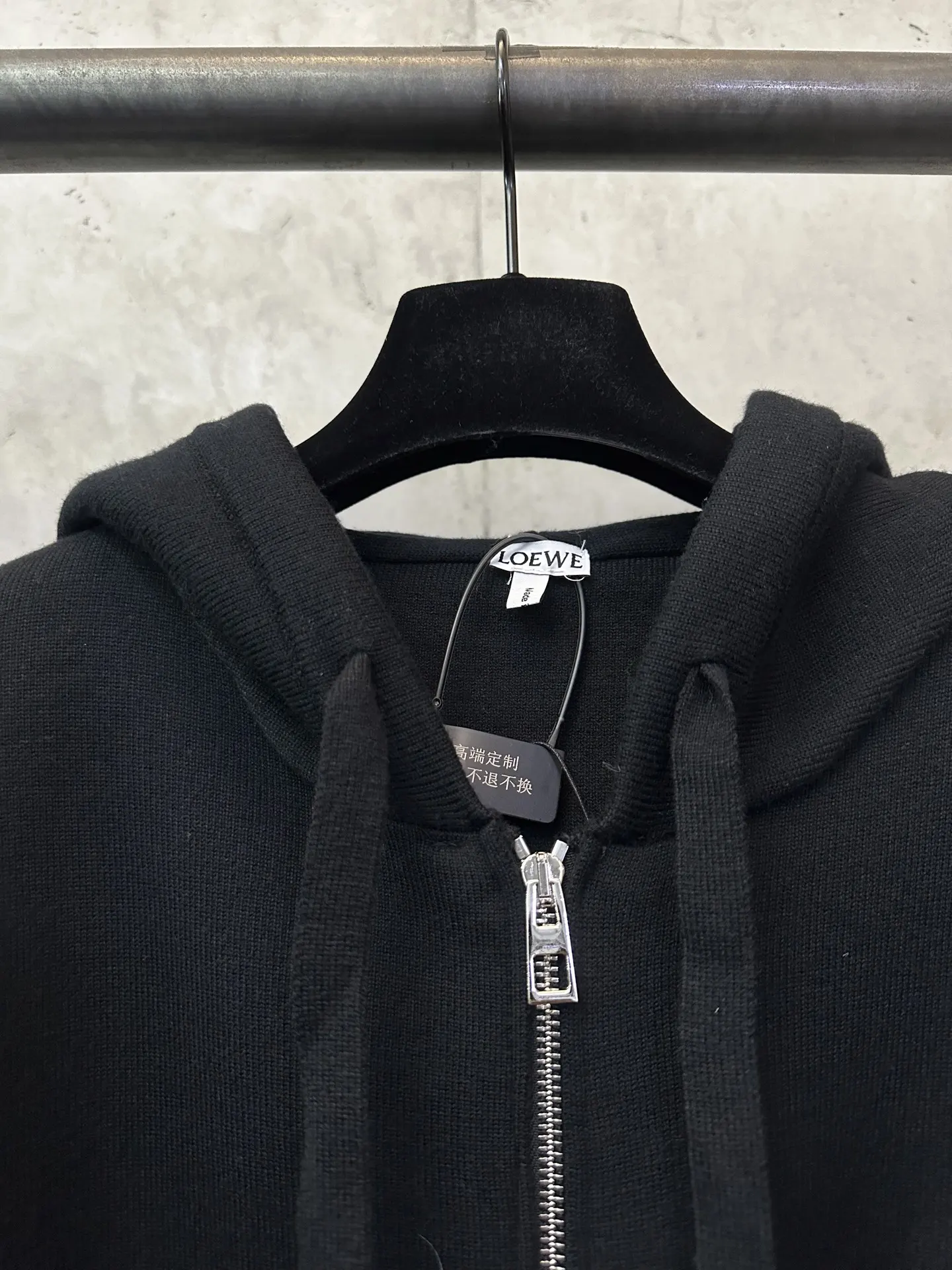 Leather Patch Merino Wool Zip-Up Hoodie D35024437 — view 7