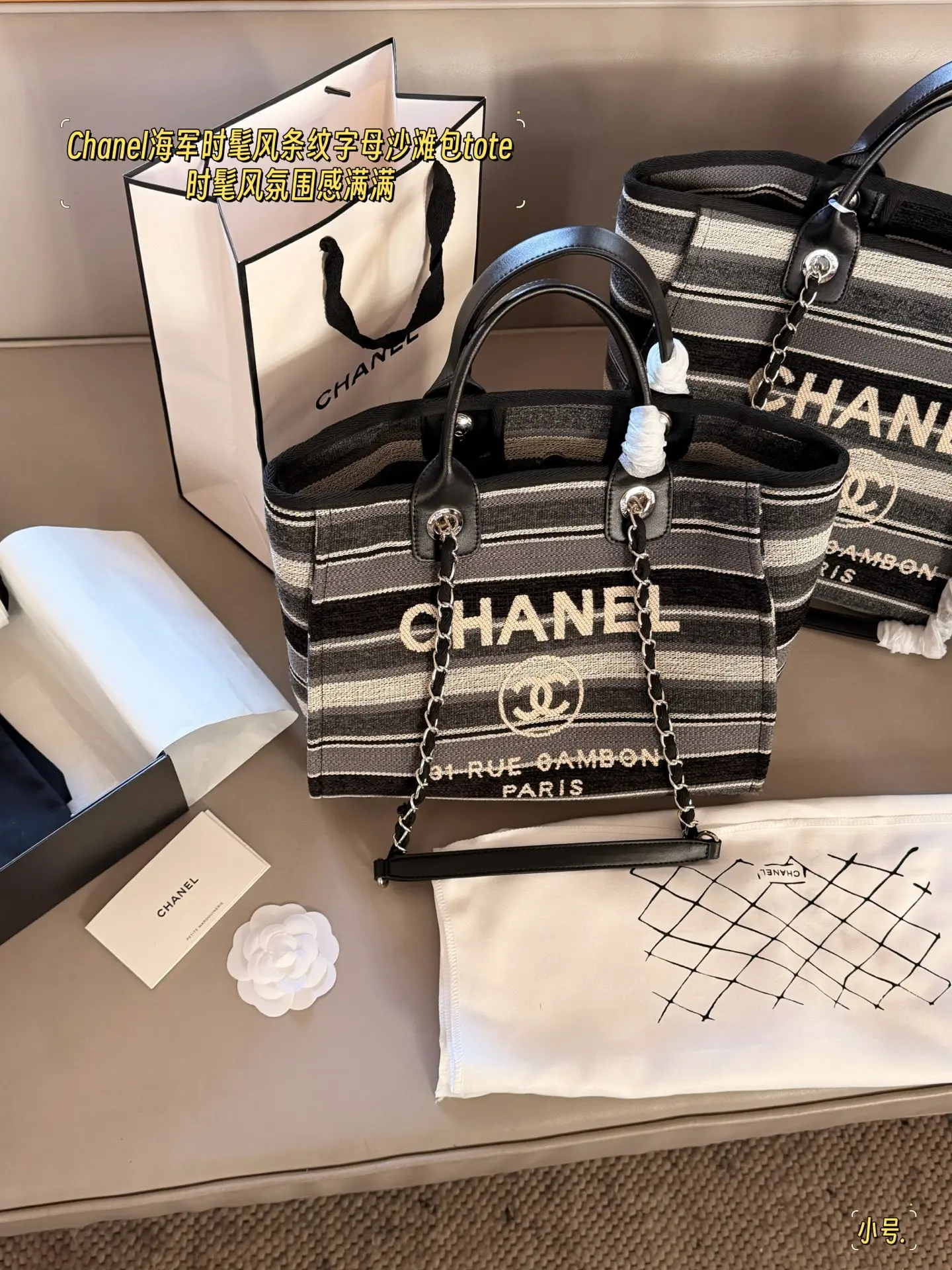 Chanel Striped Canvas Deauville Tote Bag D35518011