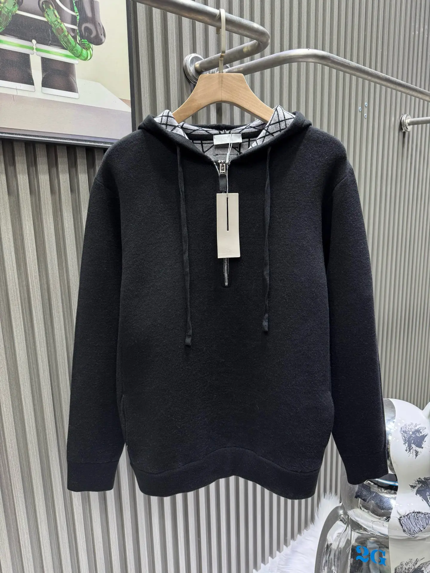 Logo-Jacquard Cashmere-Blend Half-Zip Hoodie D35514547