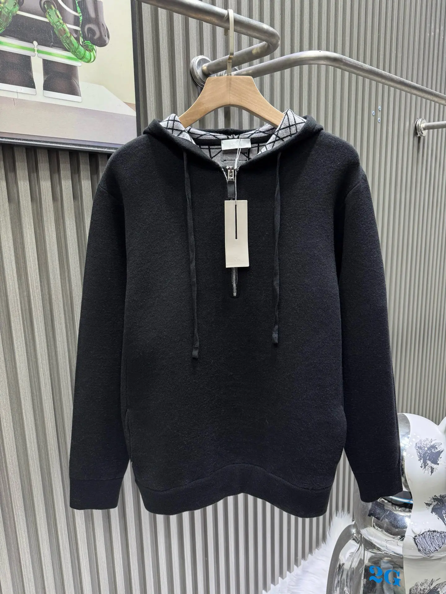 Logo-Jacquard Cashmere-Blend Half-Zip Hoodie D35514547