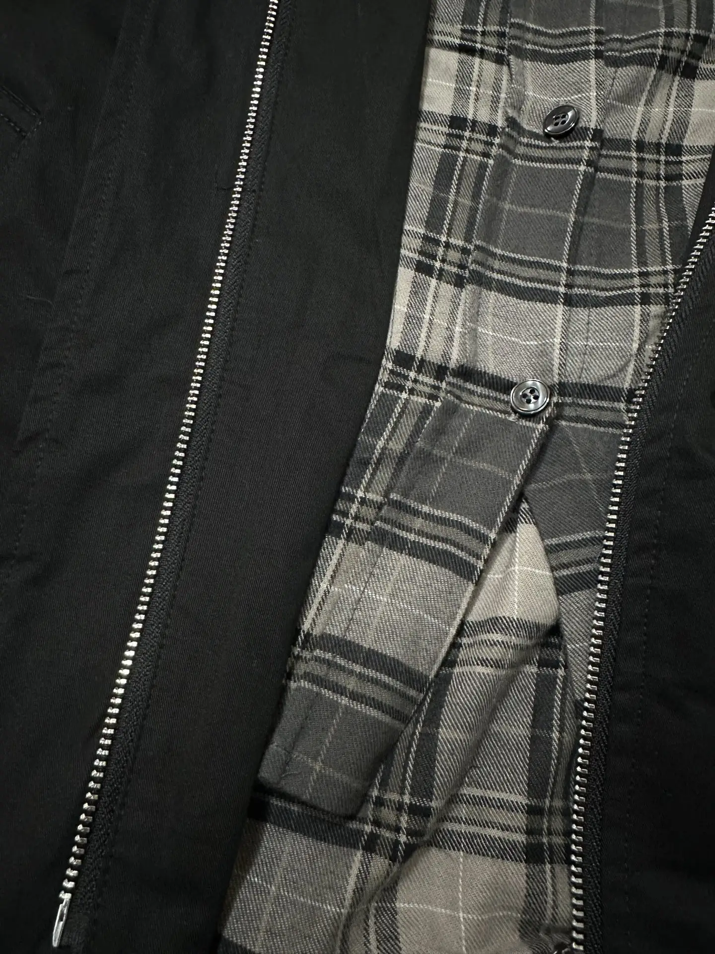Layered-Effect Cropped Jacket with Plaid Trim D37023540 — view 10