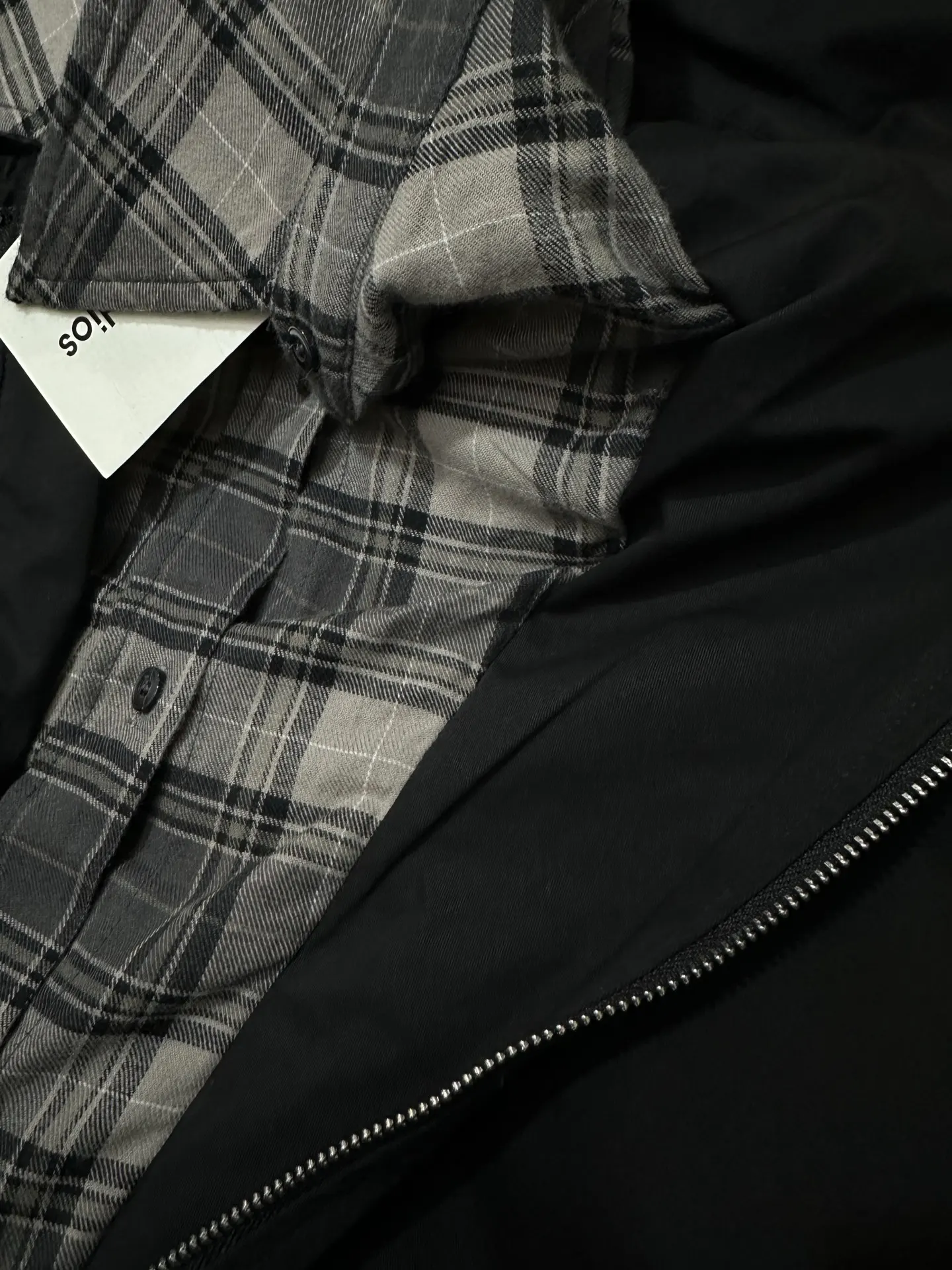 Layered-Effect Cropped Jacket with Plaid Trim D37023540 — view 11