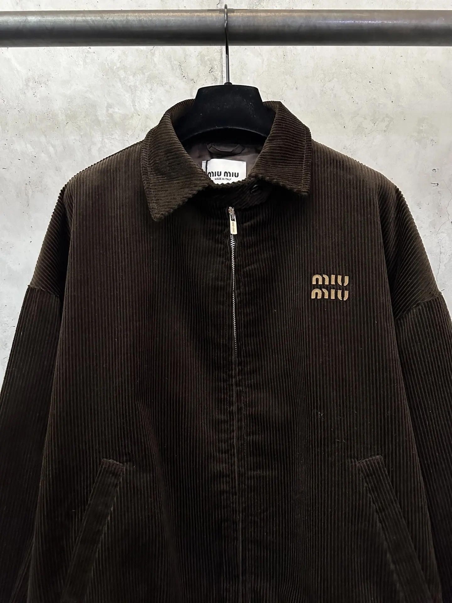 Logo-Embroidered Corduroy Harrington Jacket D37018978 — view 3