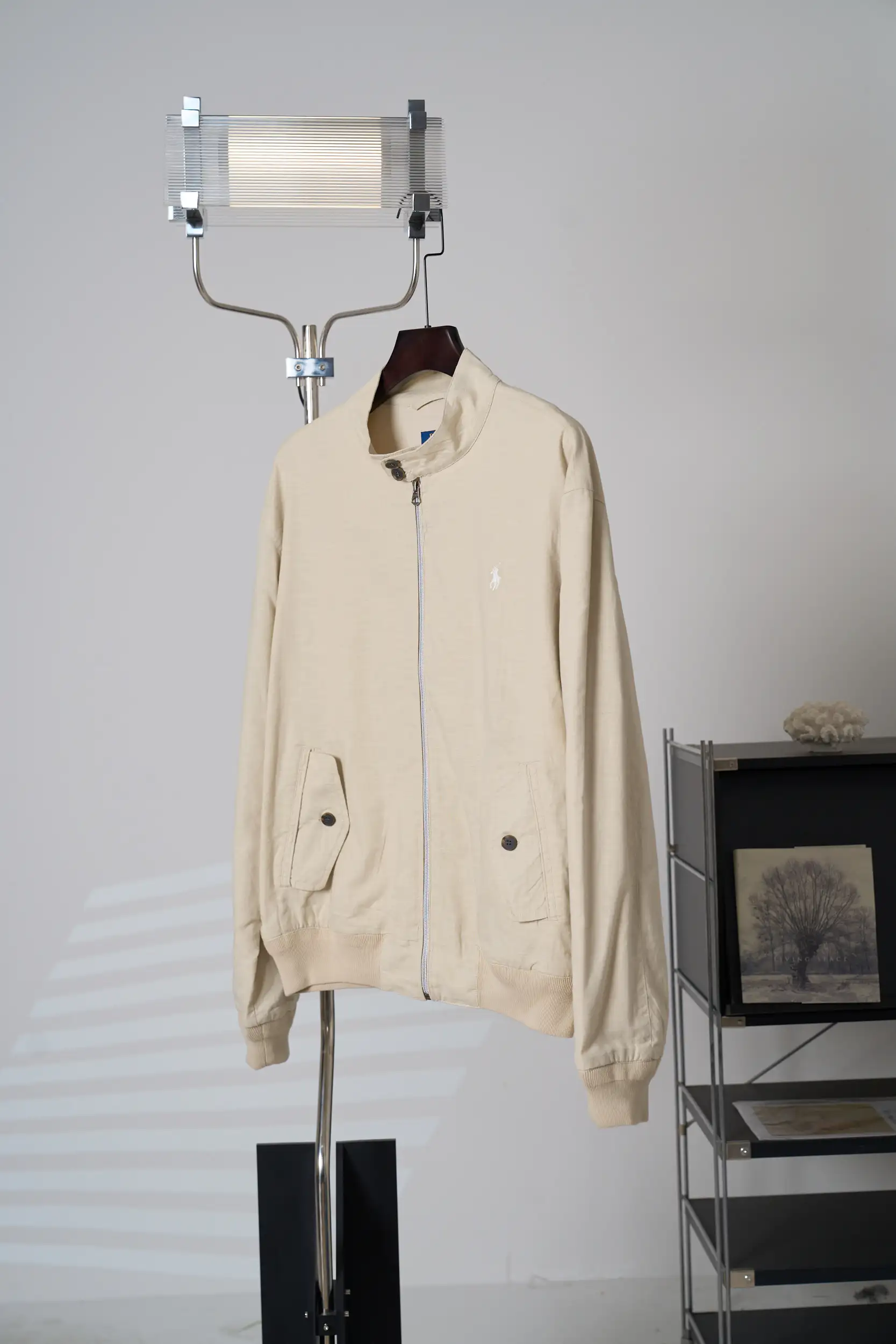 Polo Pony Embroidered Linen Harrington Jacket D37020417 — view 3