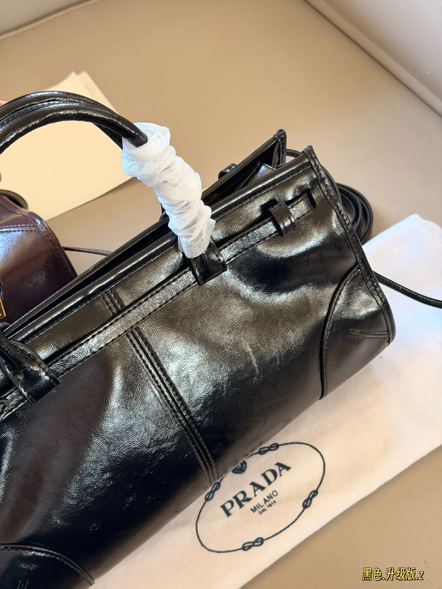 Prada Soft Lux Leather Top-Handle Bag D37017873 — view 14
