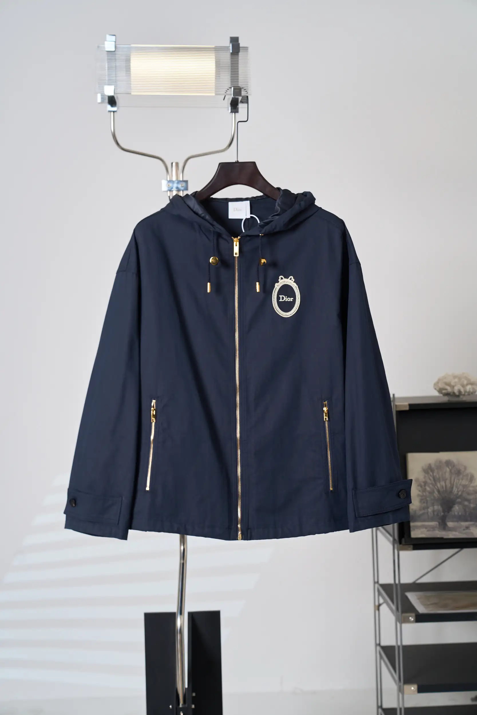 Medaillon Embroidered Hooded Gabardine Jacket D38020410
