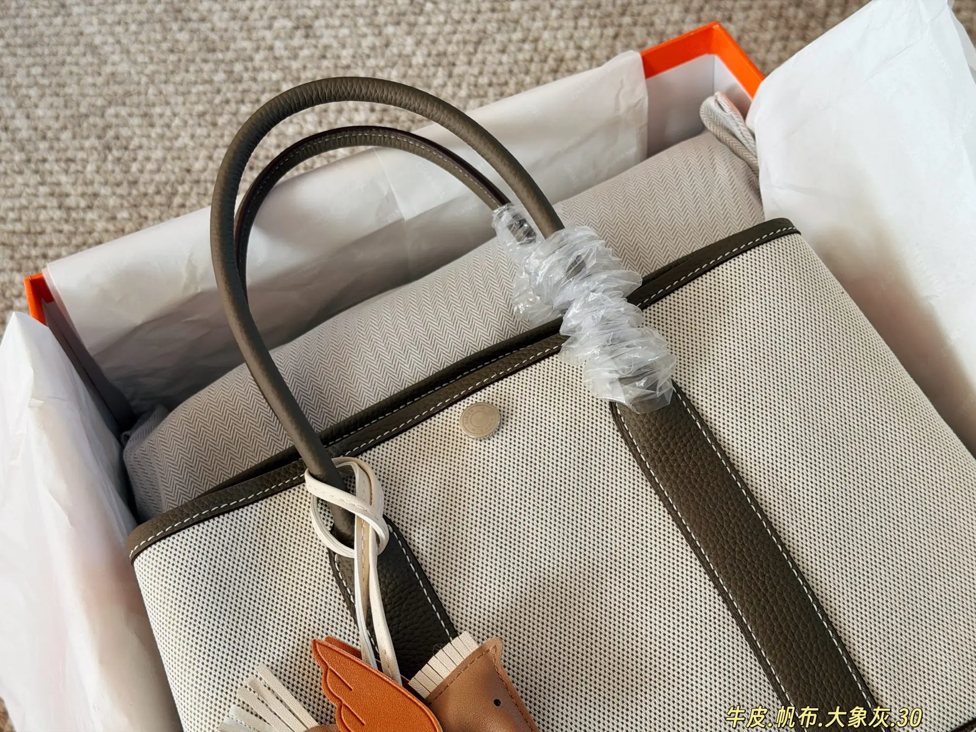 Garden Party Canvas & Leather Tote Bag D38017885 — view 11