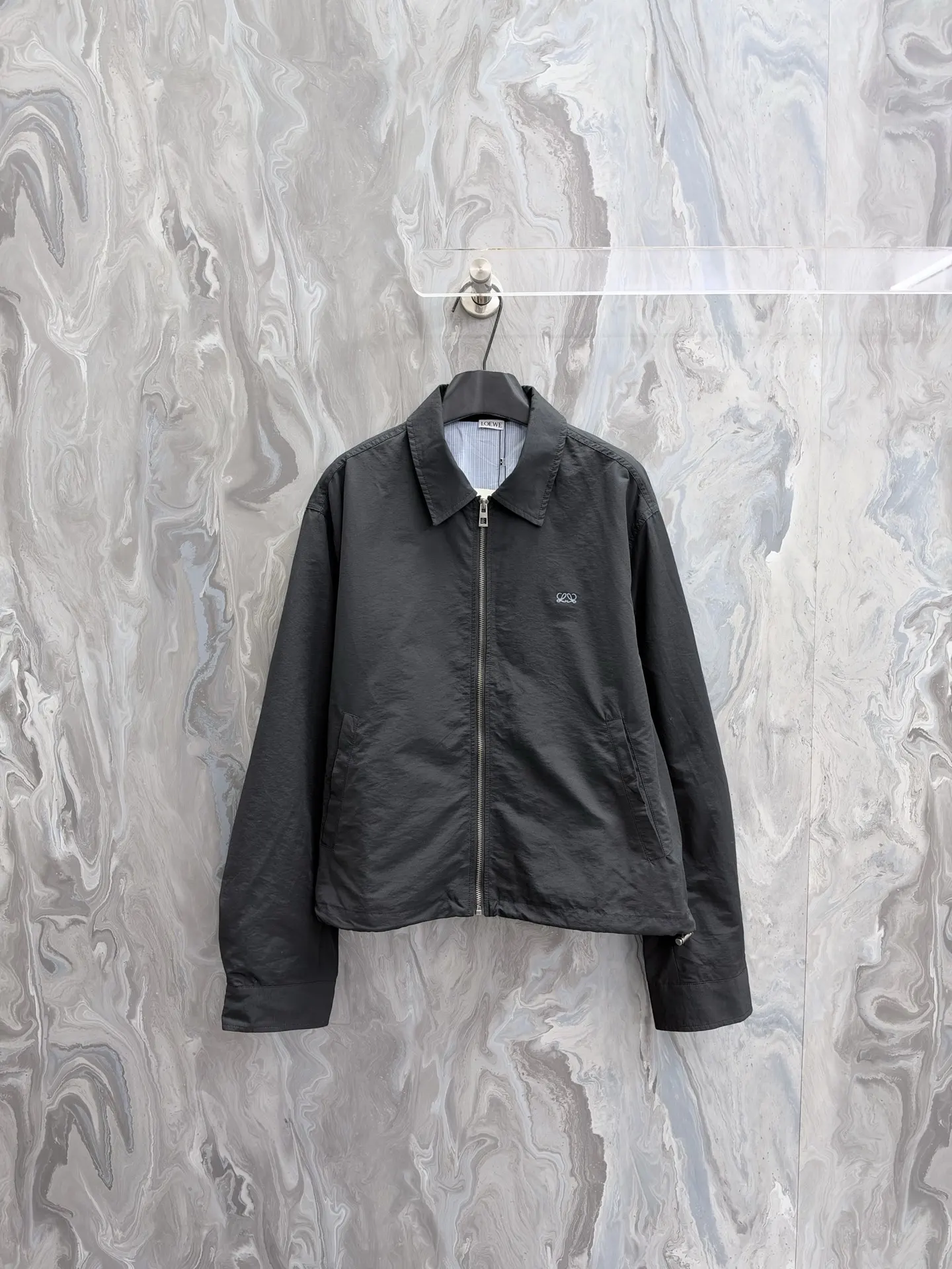 Logo Embroidered Zip-Up Harrington Jacket D38020504