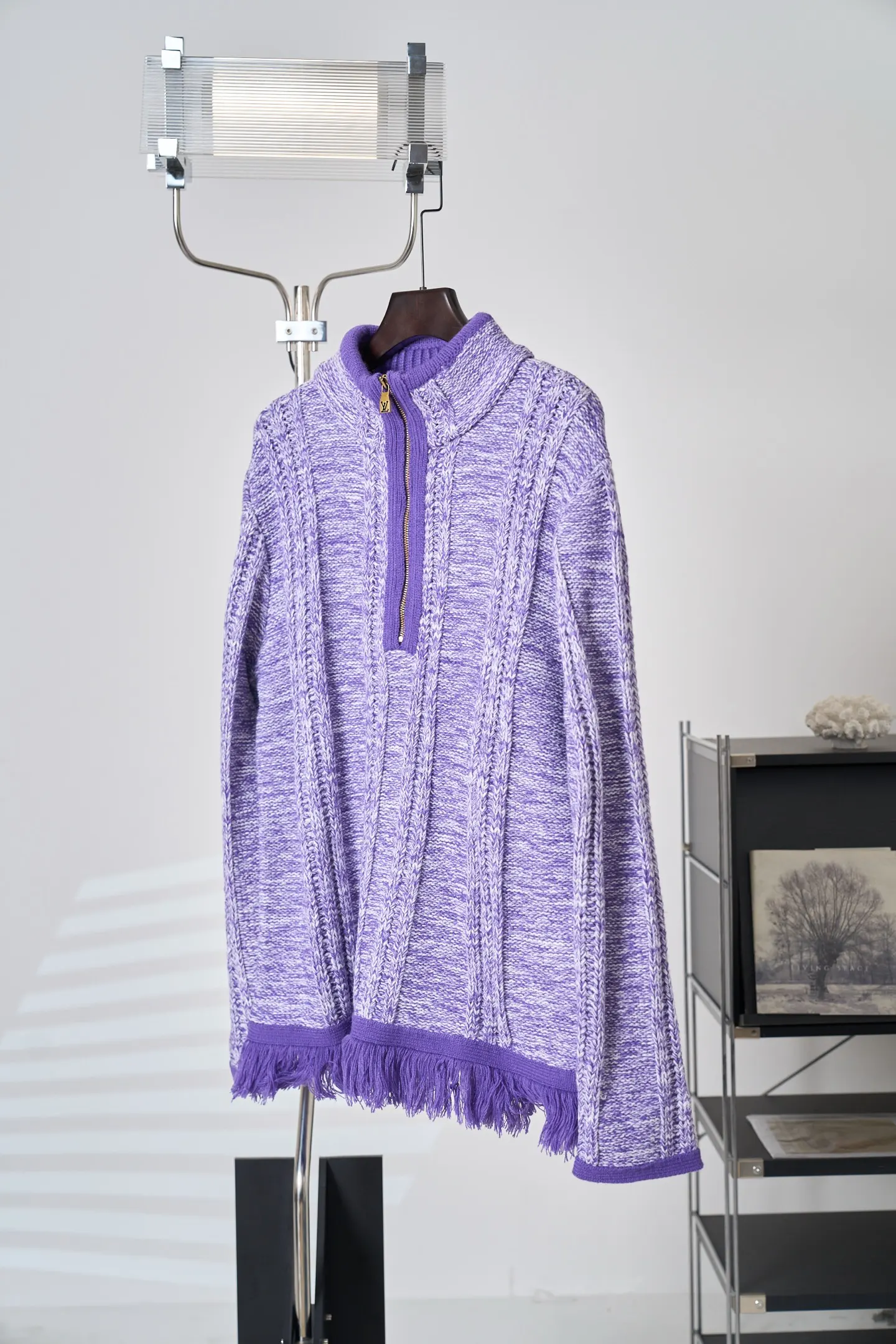 Fringed Half-Zip Cable-Knit Sweater D38520415 — view 3