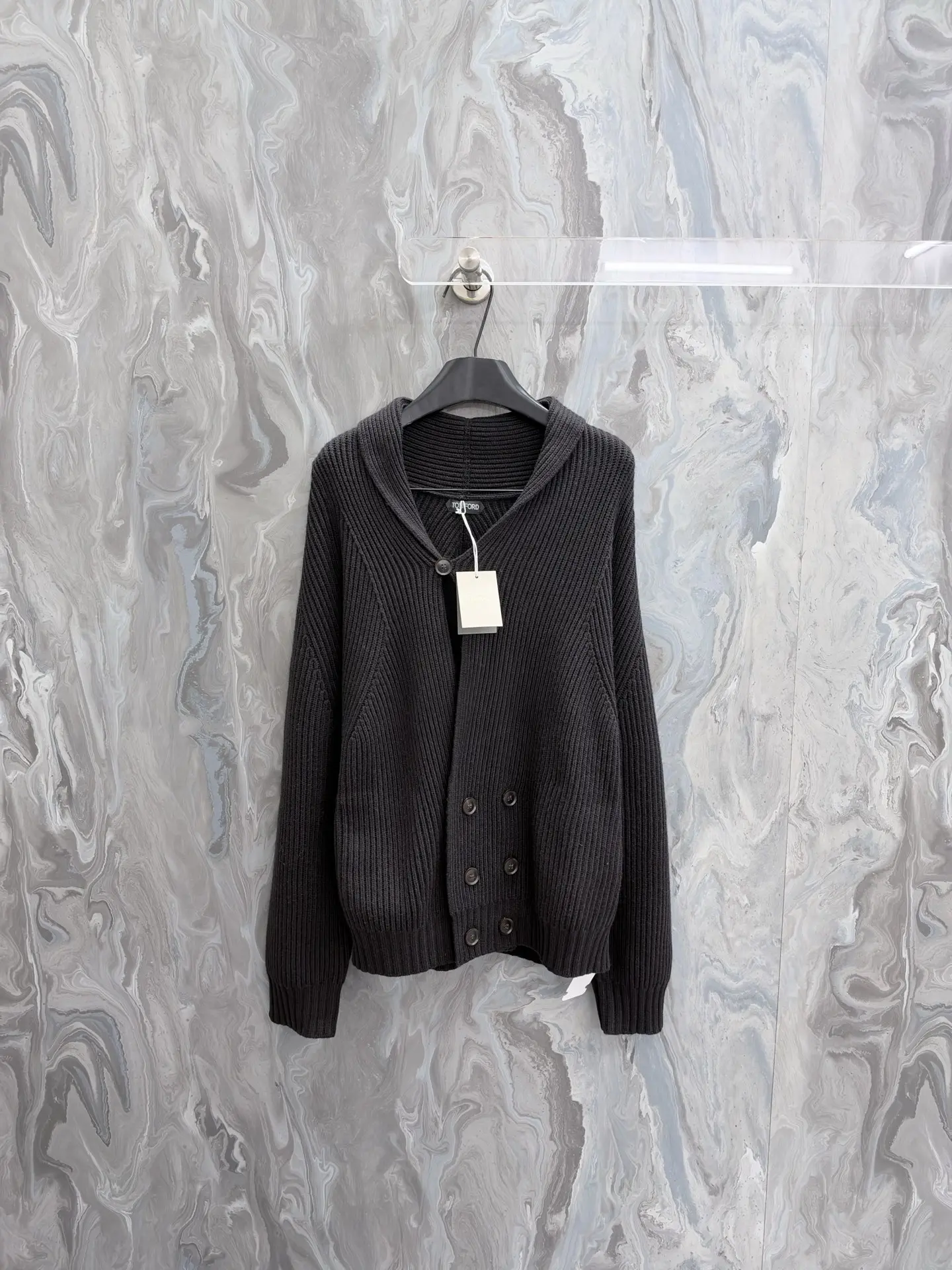 Double-Breasted Ribbed Cashmere Cardigan D39520501