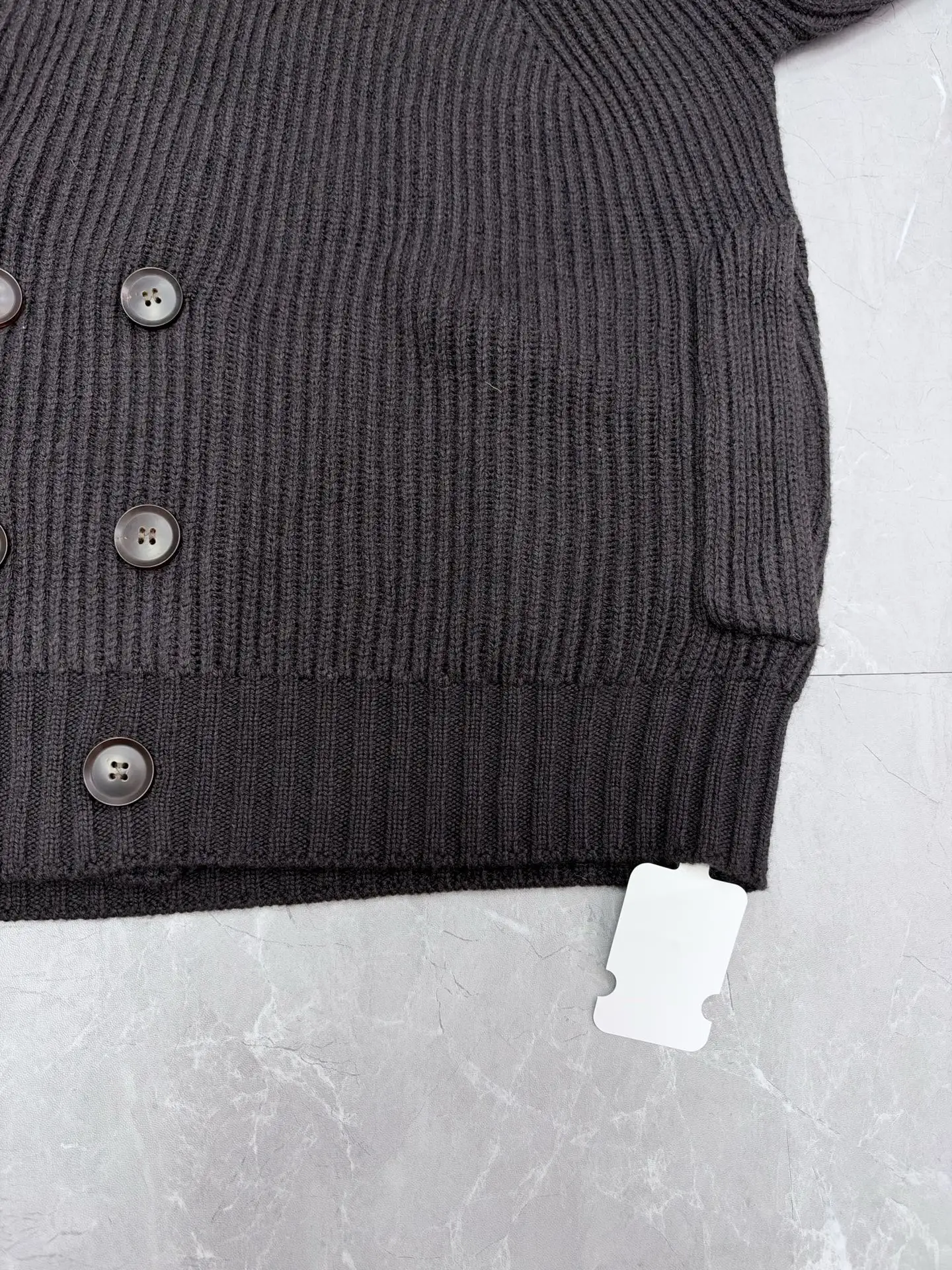 Double-Breasted Ribbed Cashmere Cardigan D39520501 — view 7