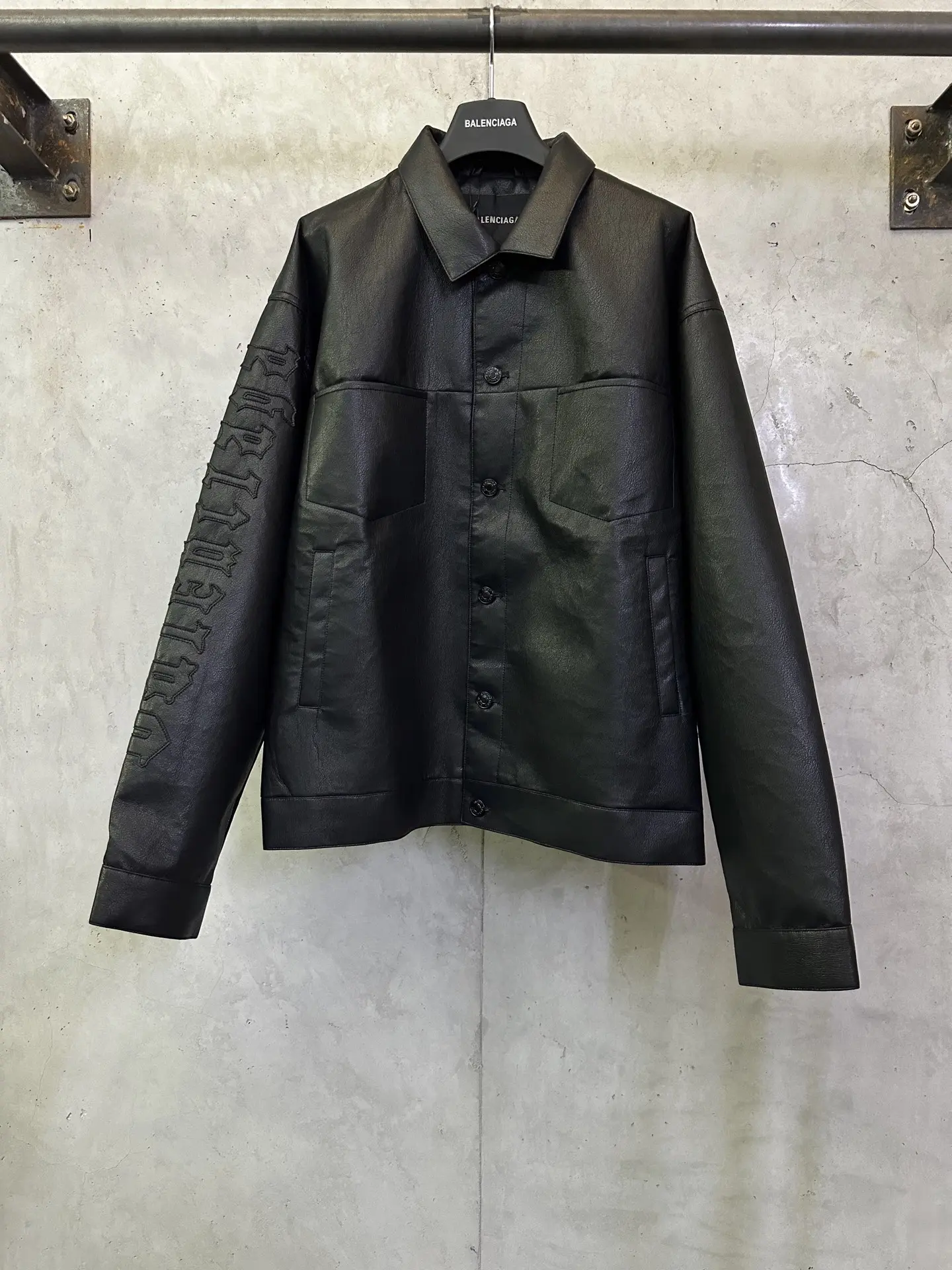 Logo-Embroidered Faux Leather Oversized Jacket D40015712