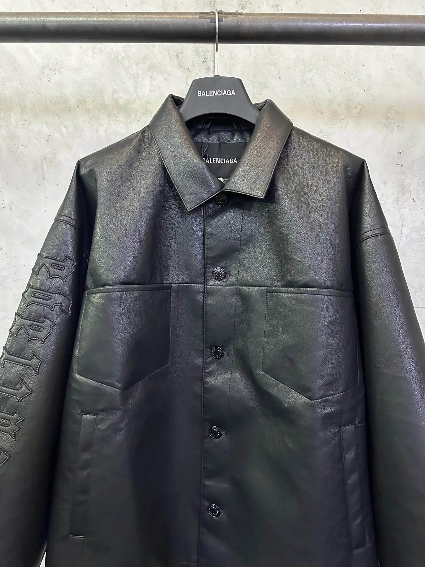 Logo-Embroidered Faux Leather Oversized Jacket D40015712 — view 3