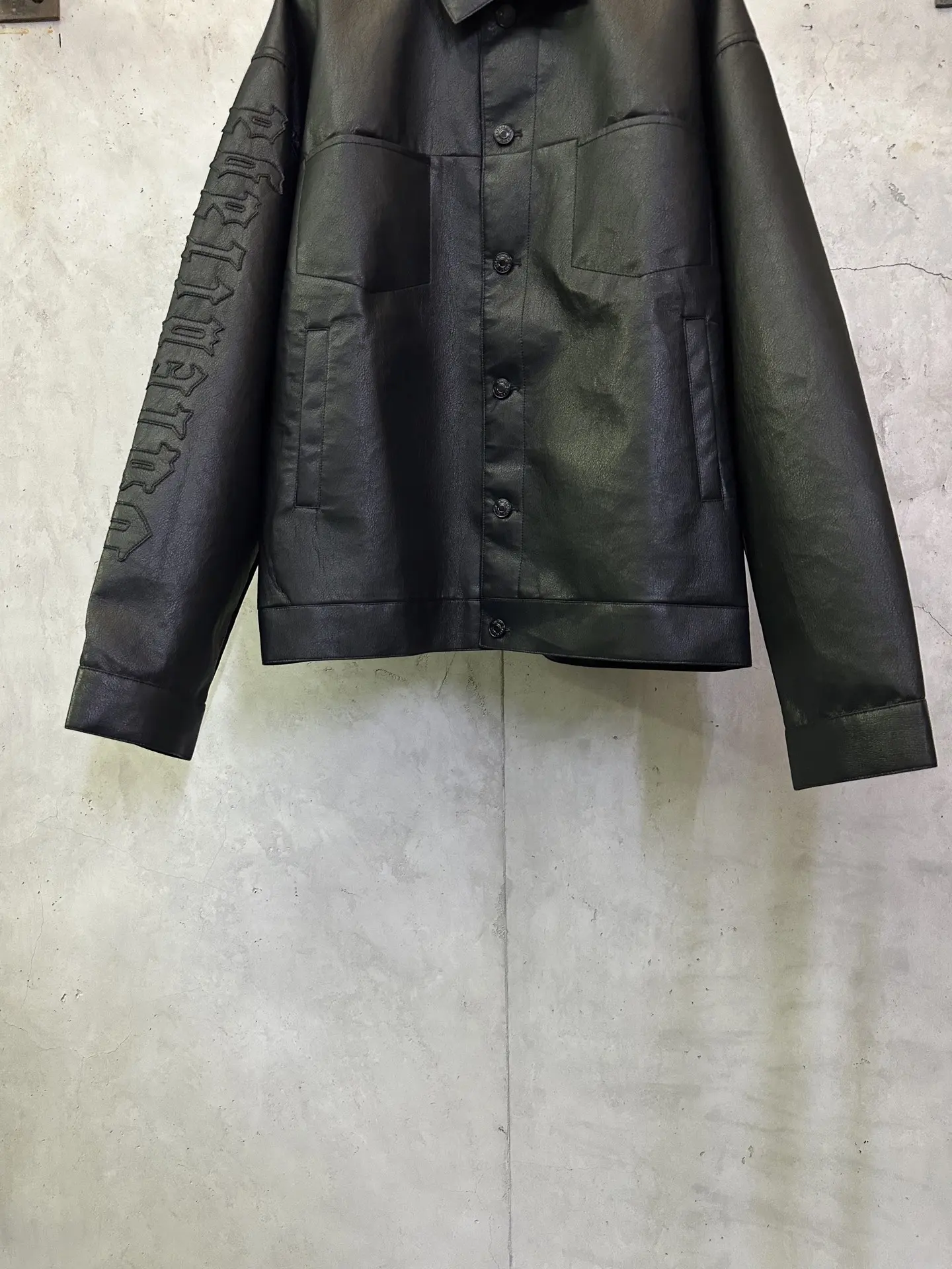 Logo-Embroidered Faux Leather Oversized Jacket D40015712 — view 4