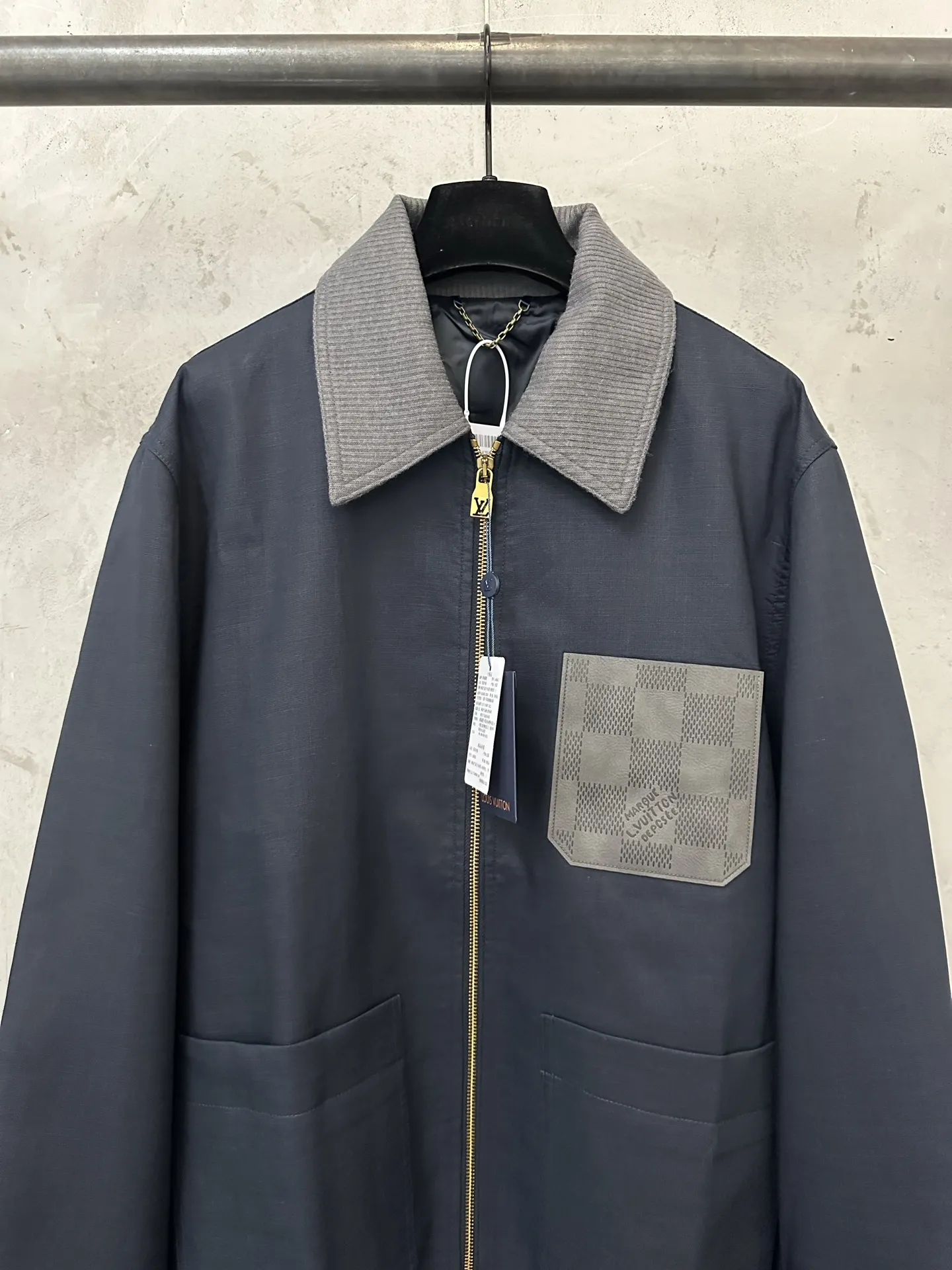 Linen-Blend Workwear Jacket with Leather Logo Patch D42023542 — view 3