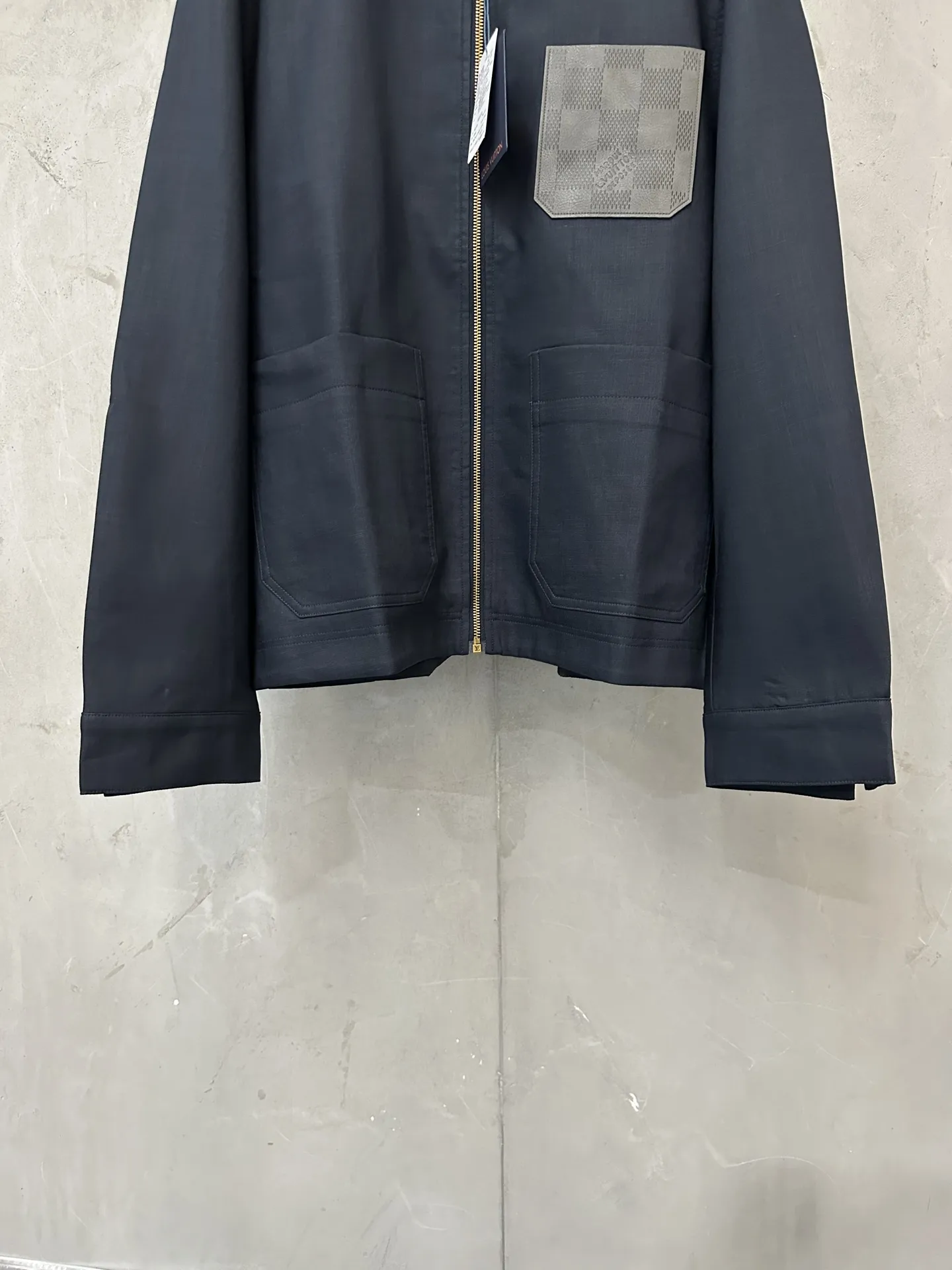 Linen-Blend Workwear Jacket with Leather Logo Patch D42023542 — view 4